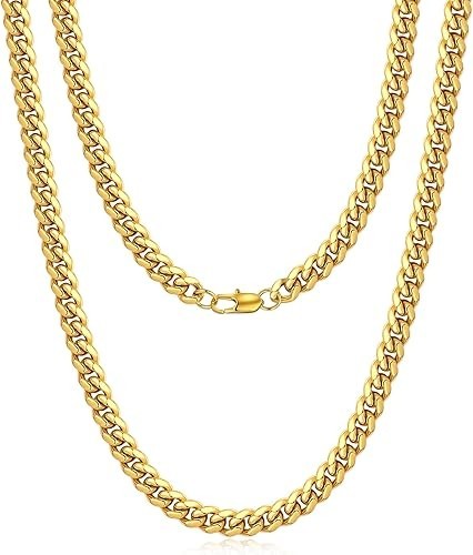 Cadenas de Titanium Cadena Cubana Oro 18K Eslabón Cubano Regalos Para Hombres US