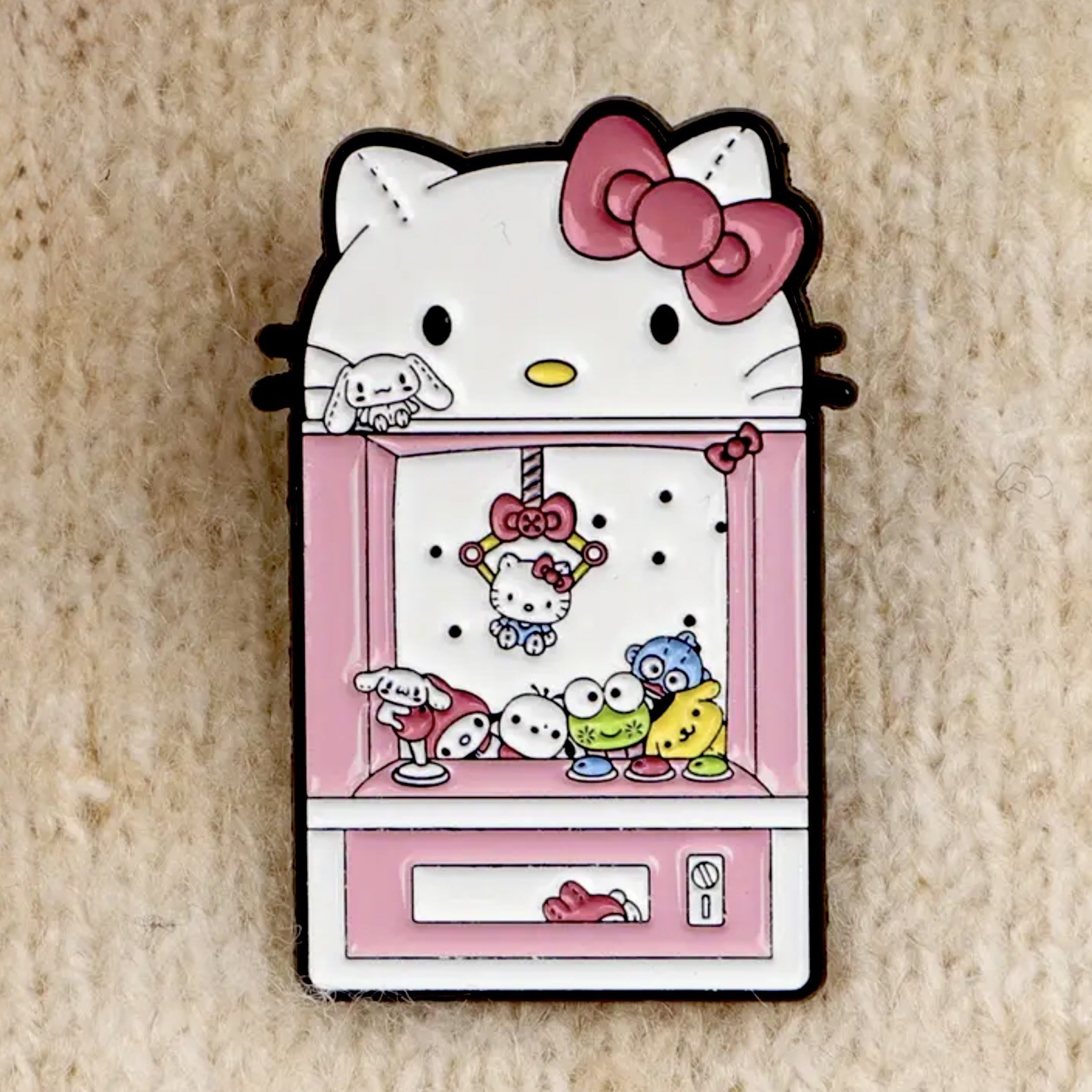 Pink Kawaii Claw Machine, Hello Kitty, Sanrio, Enamel, Zinc, Alloy, Pin, Brooch