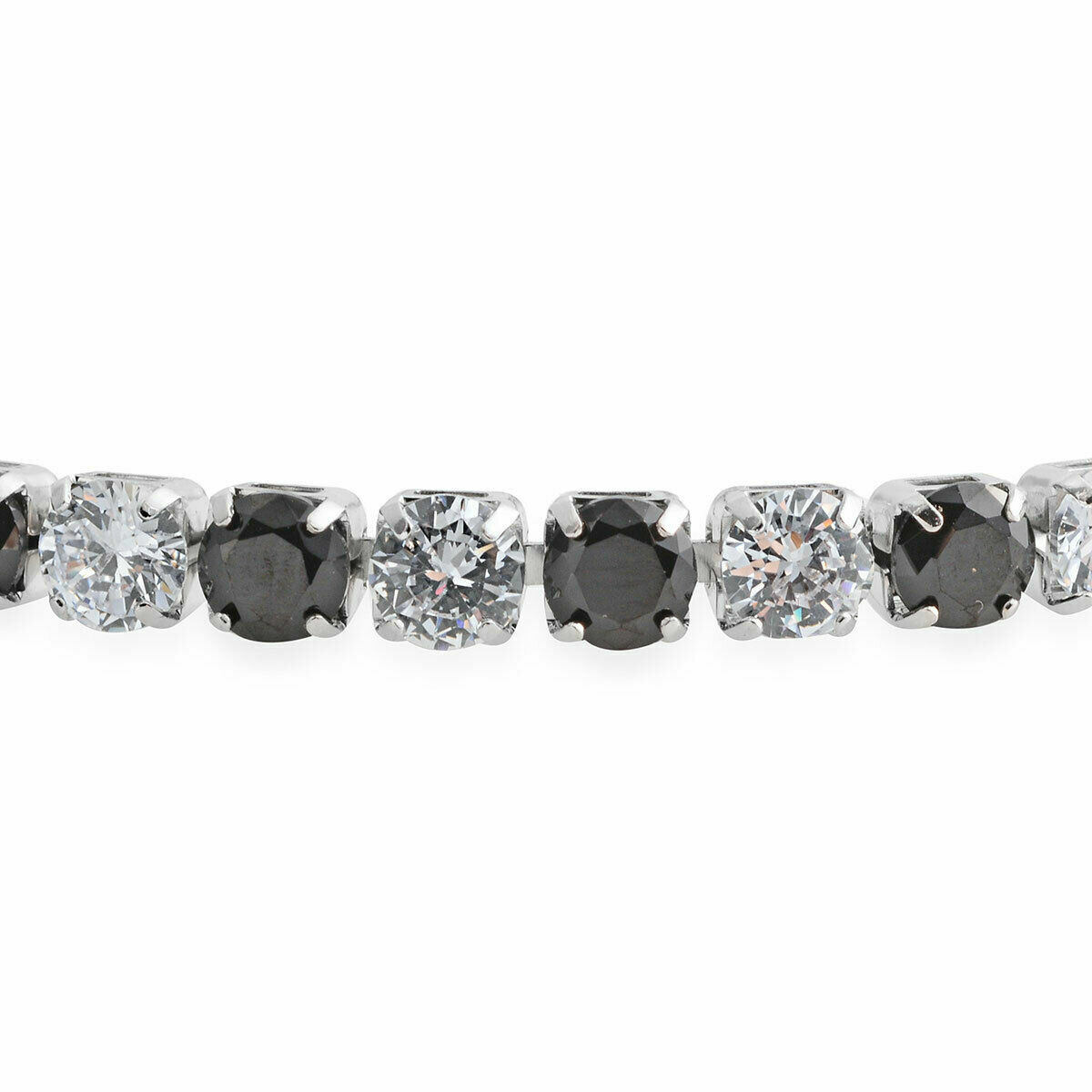 18k White Gold Plated Black White Cubic Zirconia CZ Fashion Tennis Bracelet 8″
