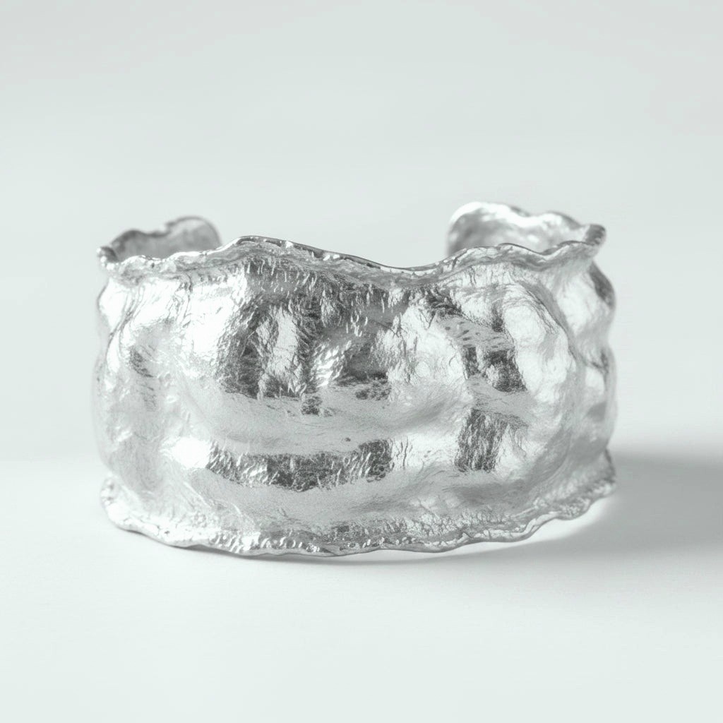 Hammered CUSTOM Organic Solid 999 Silver Bracelet Cuff 50g Wide 40mm ALL Sizes