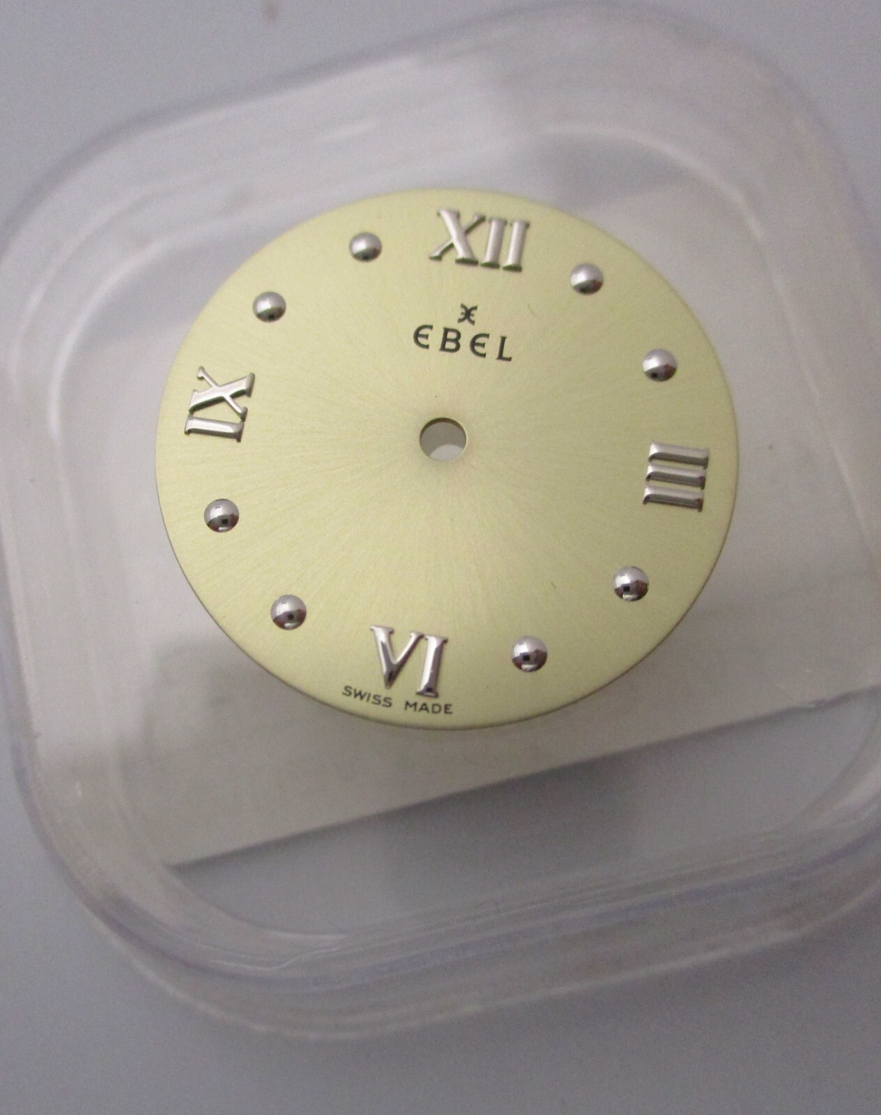 EBEL (Beluga?) Gold-Tone 20 mm Round Watch Dial w/feet approx. @ 28 & 50 minutes
