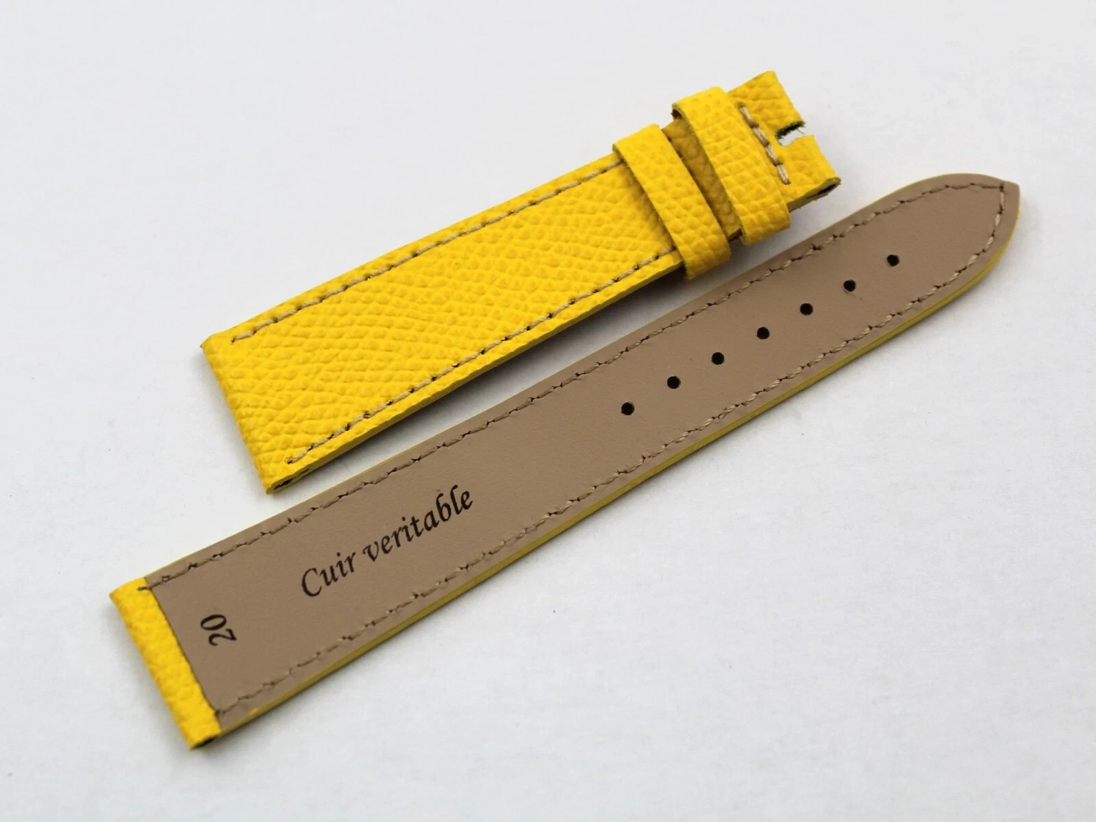 Handcrafted Genuine Hammered Leather Strap Yellow Flat Various Sizes Accessories