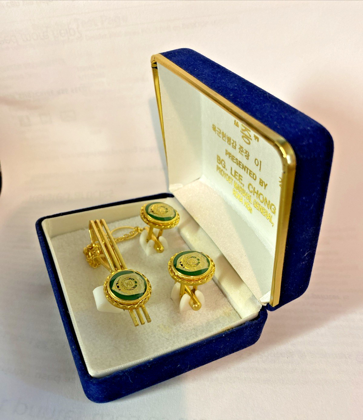 Republic of Korea Army Cuff Link & Tie Clip Set ROKA In Presentation Box