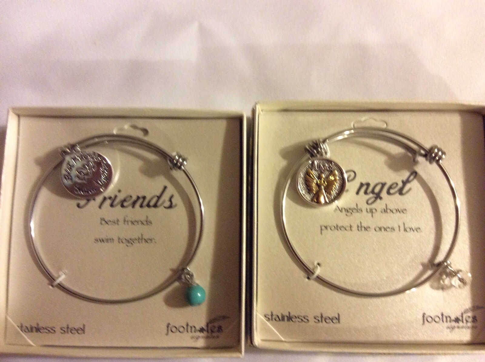 2 Nwt Stianless Steel Expandable Bracelet W/ Best Friend & Angel Message Rp $100
