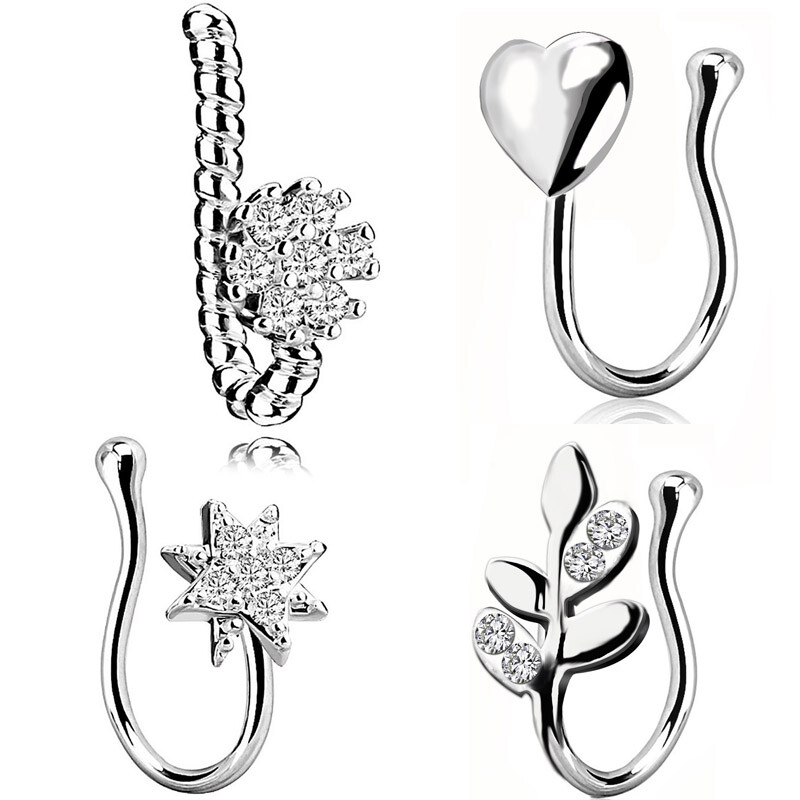 4-12x Ear Cuff Stainless Steel Helix Cartilage Clip On Wrap Non Piercing Set 16g
