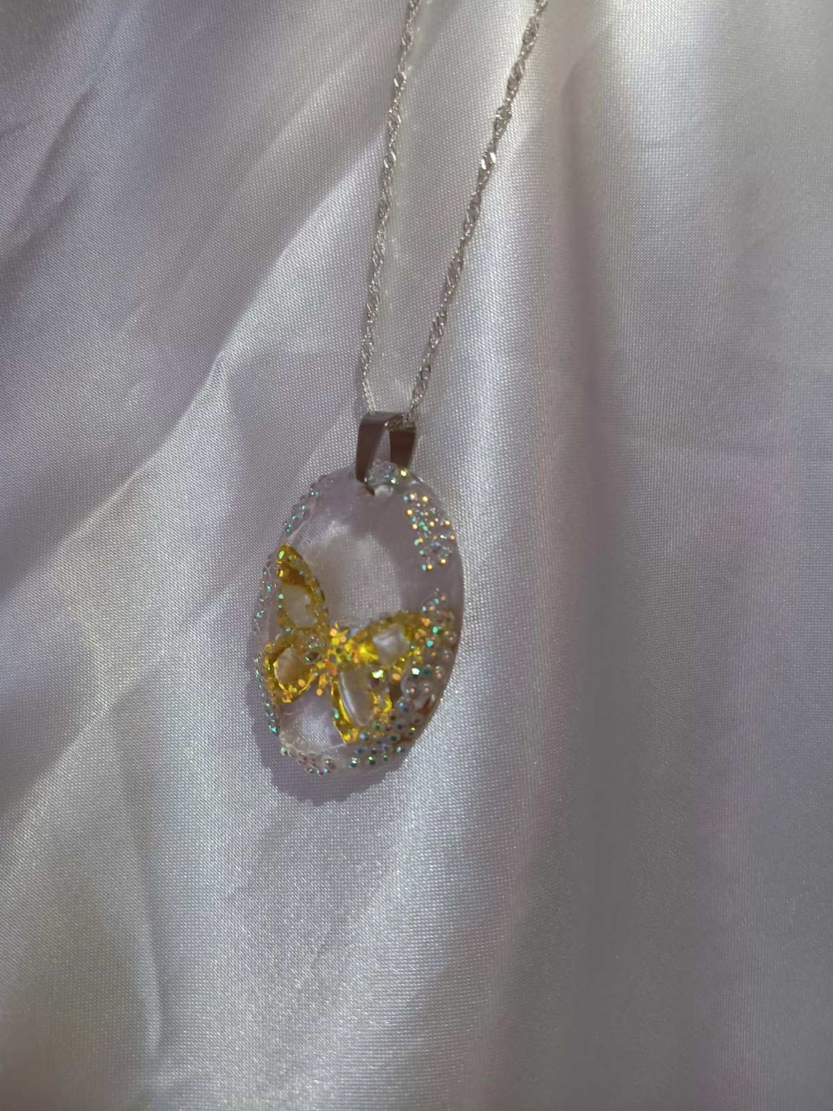 Crystal Butterfly Pendant Necklace, Reversible, Mother of Pearl The Perfect Gift