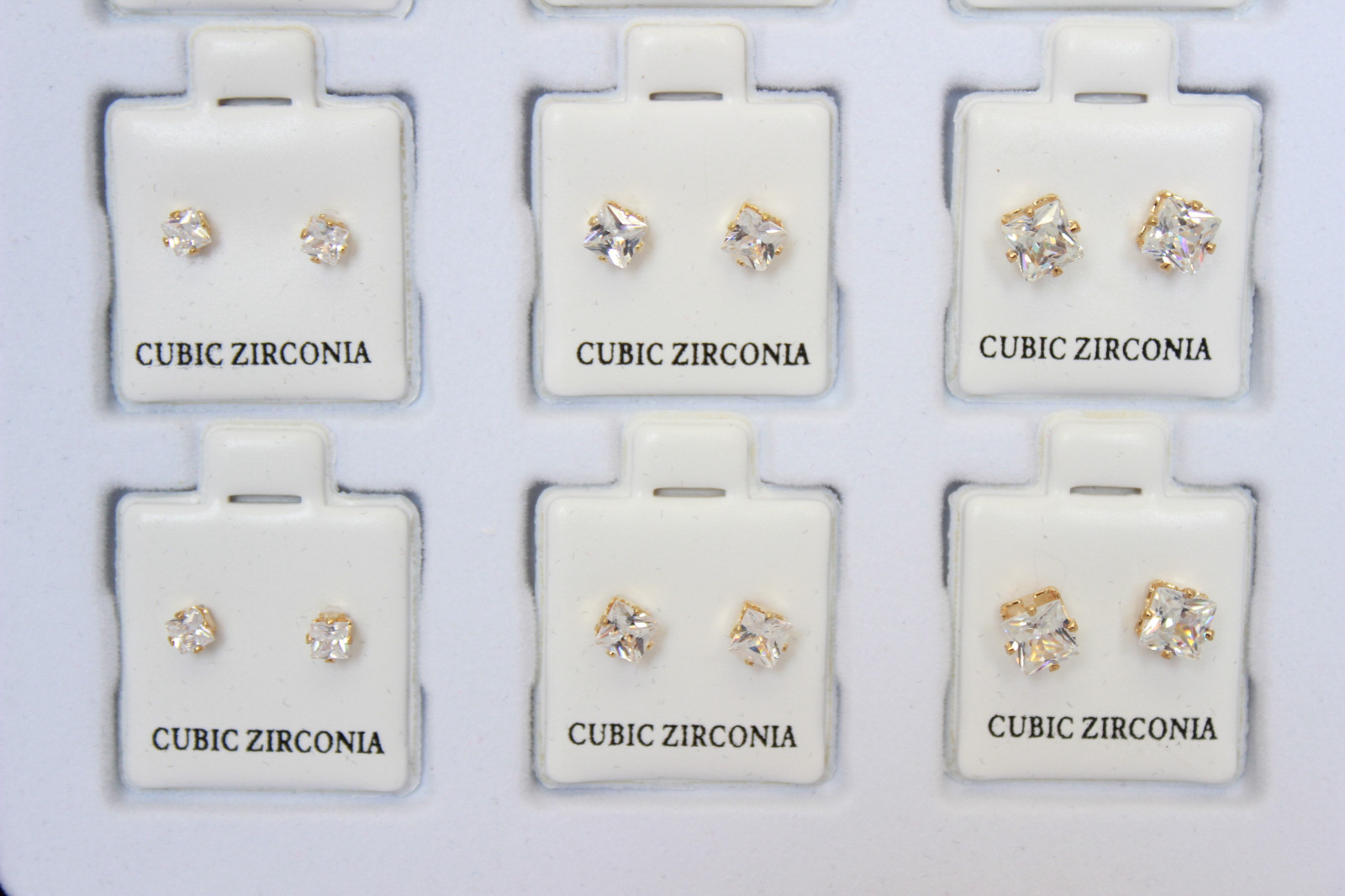 Wholesale Lot 36pcs Cubic Zirconia CZ Earrings Wedding Square Stud GOLD Jewelry