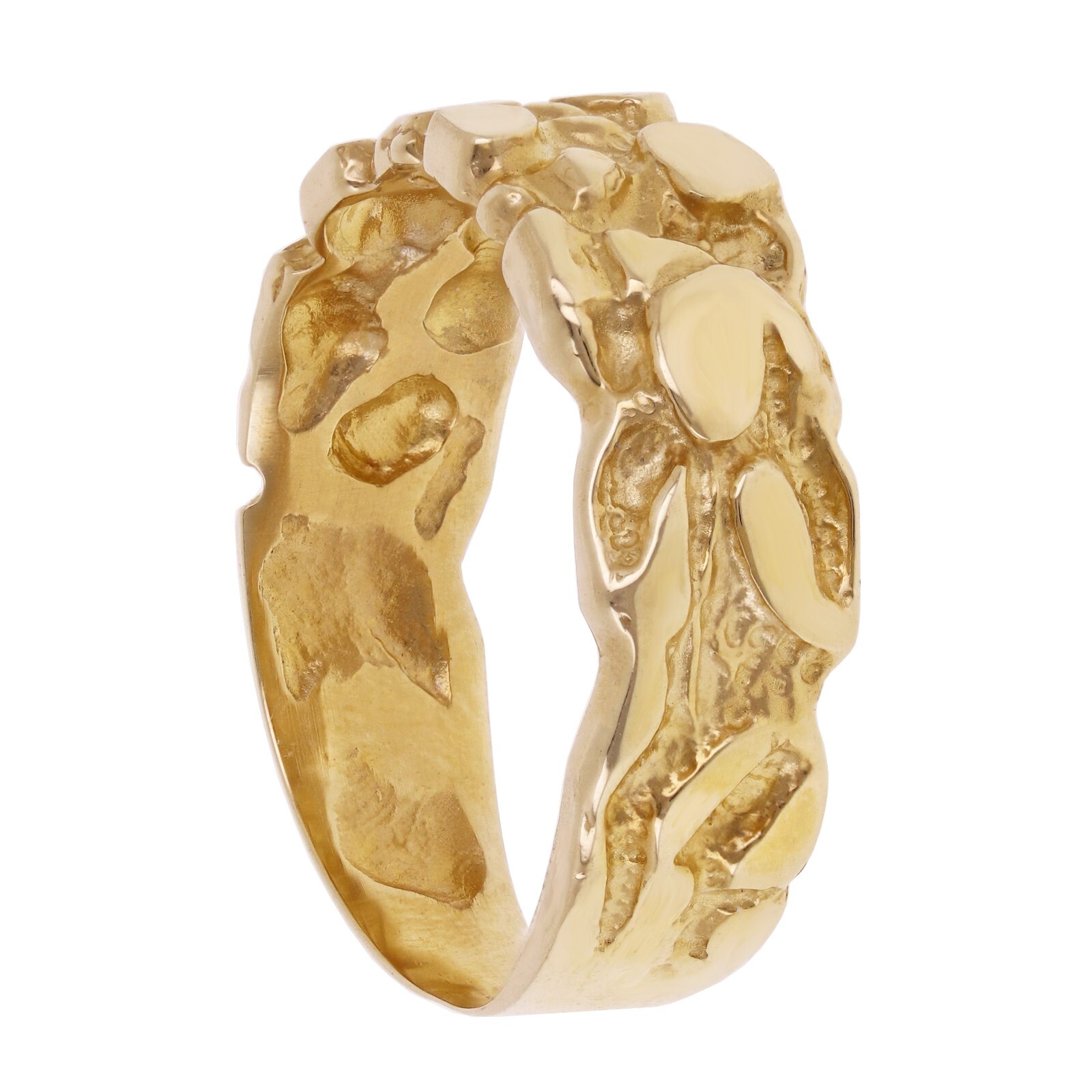 14k Yellow Gold Solid Handmade Nugget Band Ring Size 7 – 7mm 3.3 grams