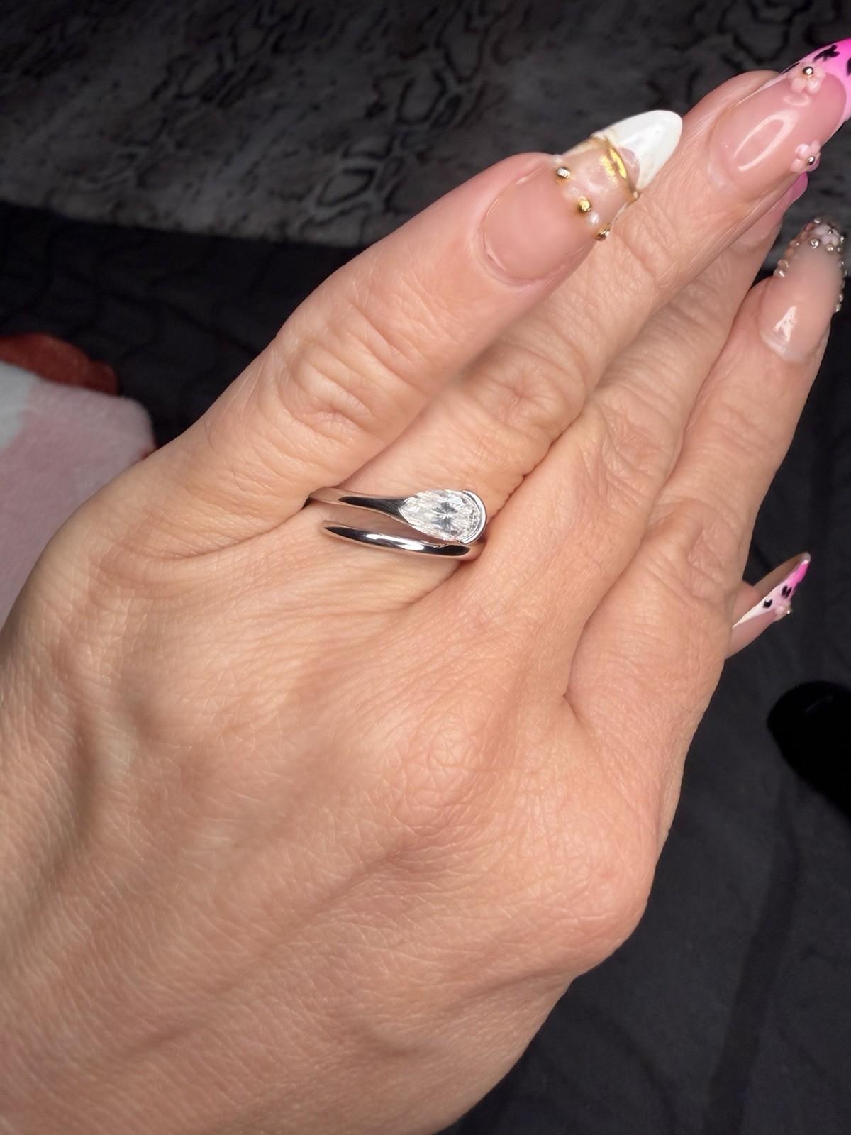 Pear Cut Moissanite Engagement Ring VVS D 1.00 CTW Gold Filled Size 7