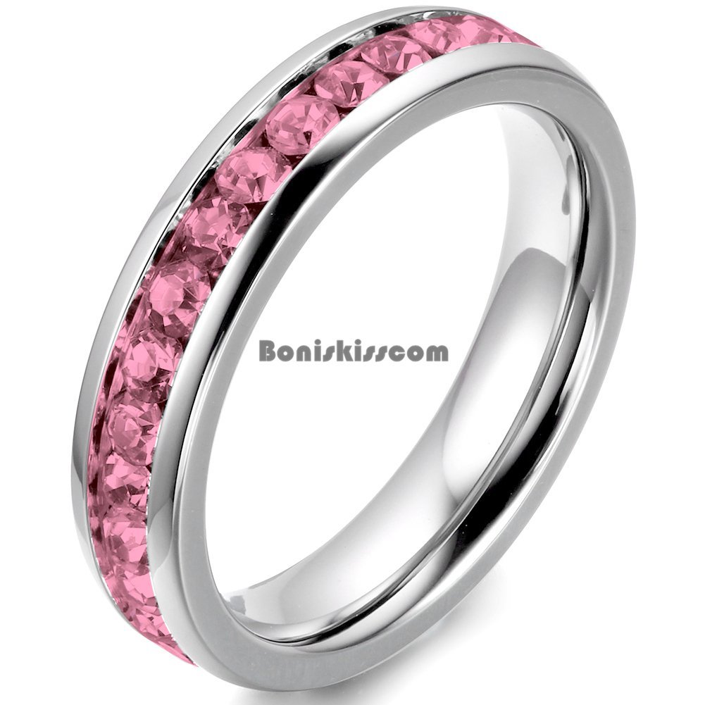 Stainless Steel Eternity Cubic Zirconia Cz Love Wedding Engagement Promise Ring