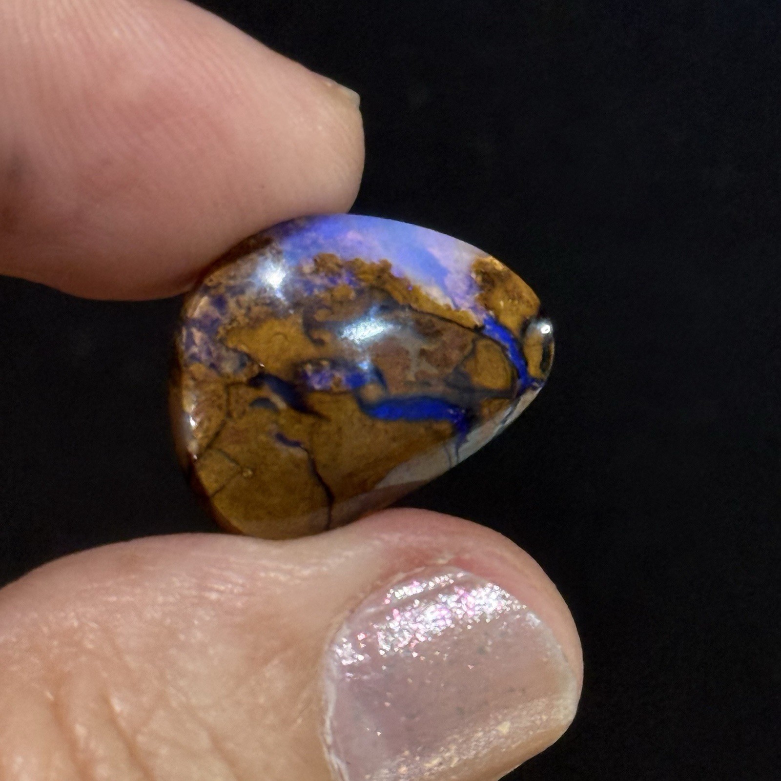 9.65ct 18.55x14x4.8mm Purple Crystal Pipe Australian Boulder Opal Cabochon Gem