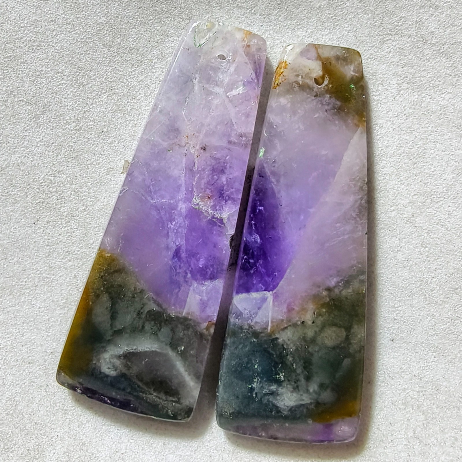 50 Cts Natural Amethyst Drilled Pair Cabochon Gemstone For Earrings 42.1X15.4 MM