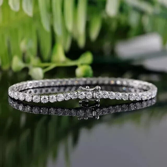 6.60Ct Round Cut Natural Diamond Gift For Women’s tennis Bracelet 14k White Gold