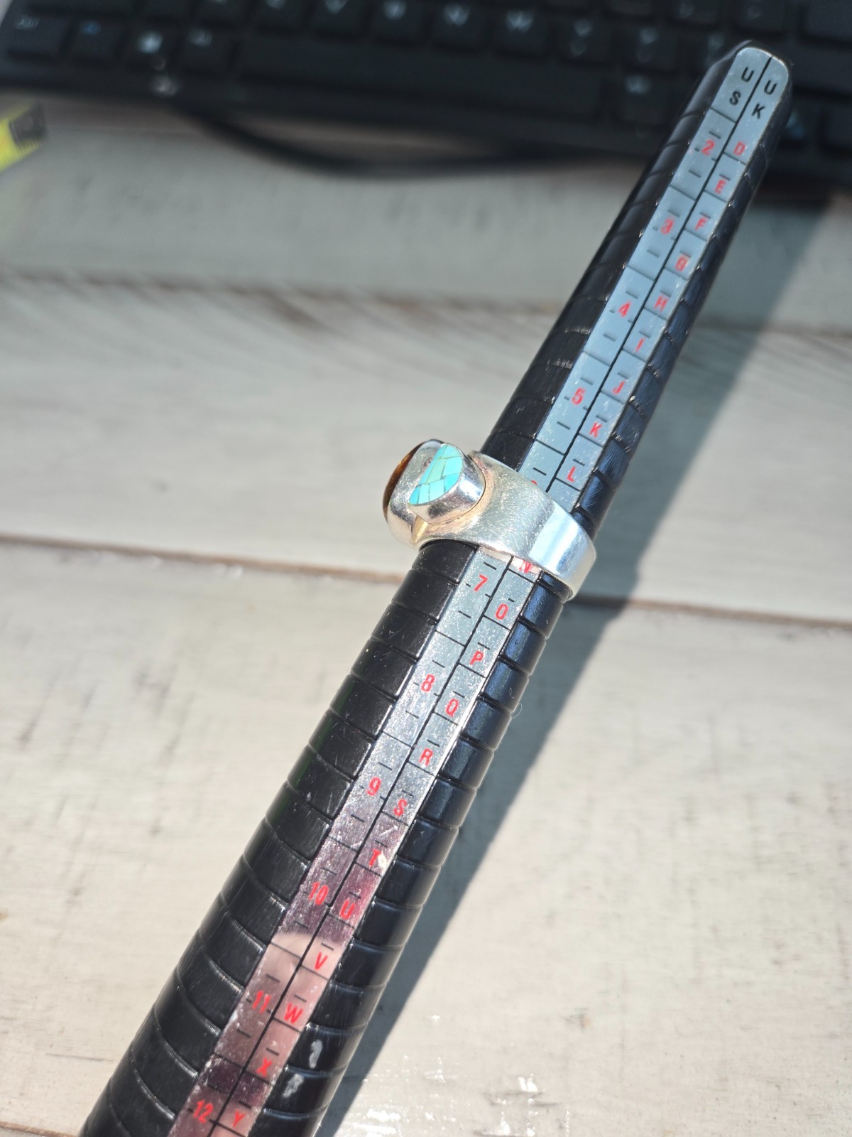 JAY KING DTR Amber & Turquoise Sterling Silver Ring Size 6.5