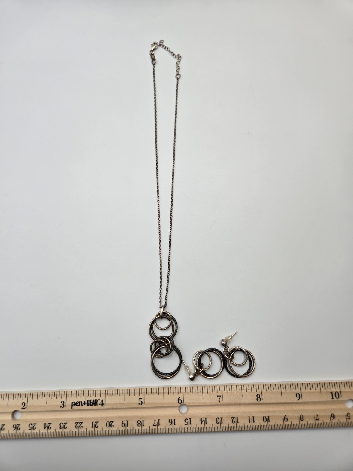 ACI 925 Sterling Silver Italy Multi-Circle Pendant Necklace & Earring Set 59