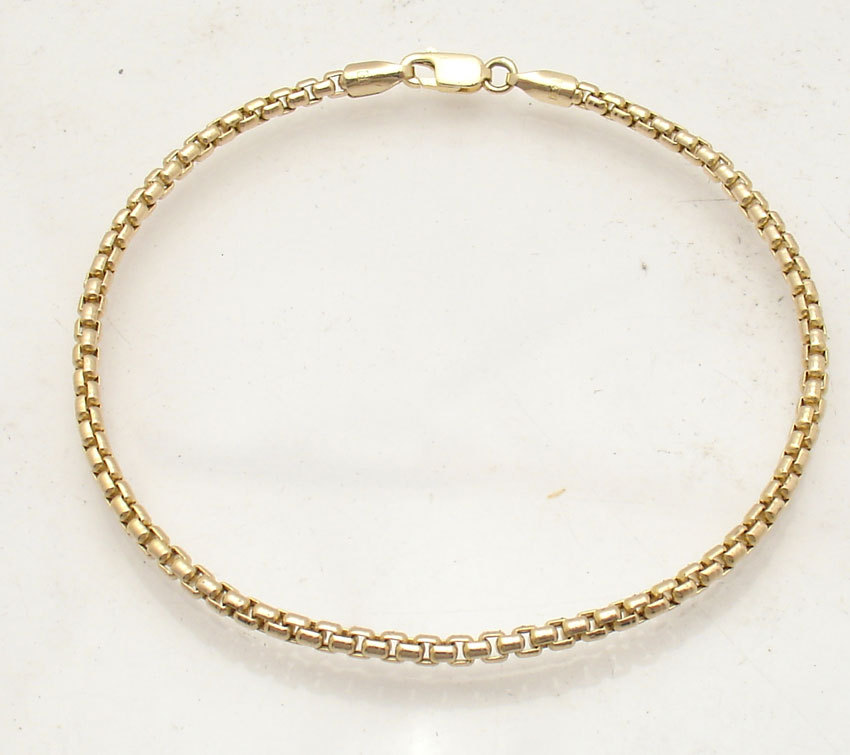 2.5mm Round Box Chain Chain Bracelet Ankle Anklet Real 14K Yellow Gold
