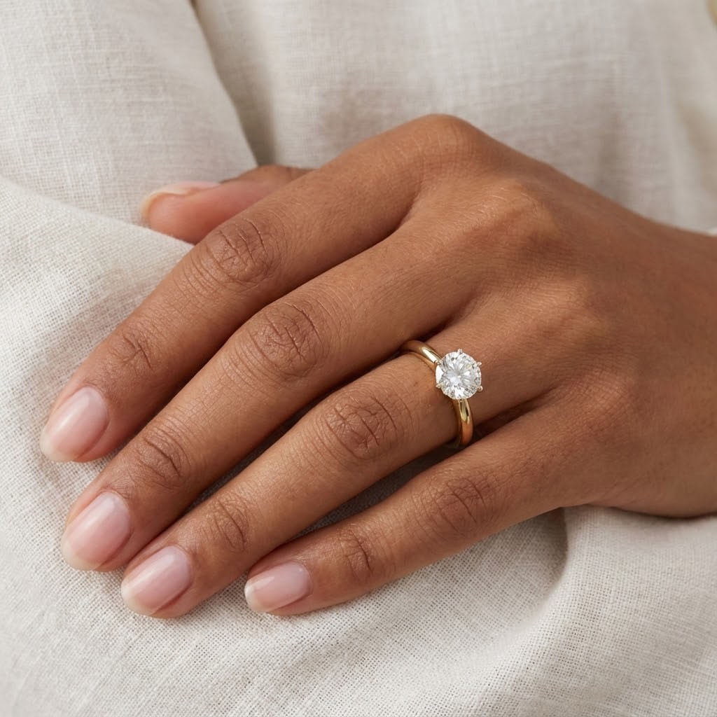 Solitaire Engagement Ring 14K Gold Classic 2.26 CT Round Lab-Grown Diamond J SI2
