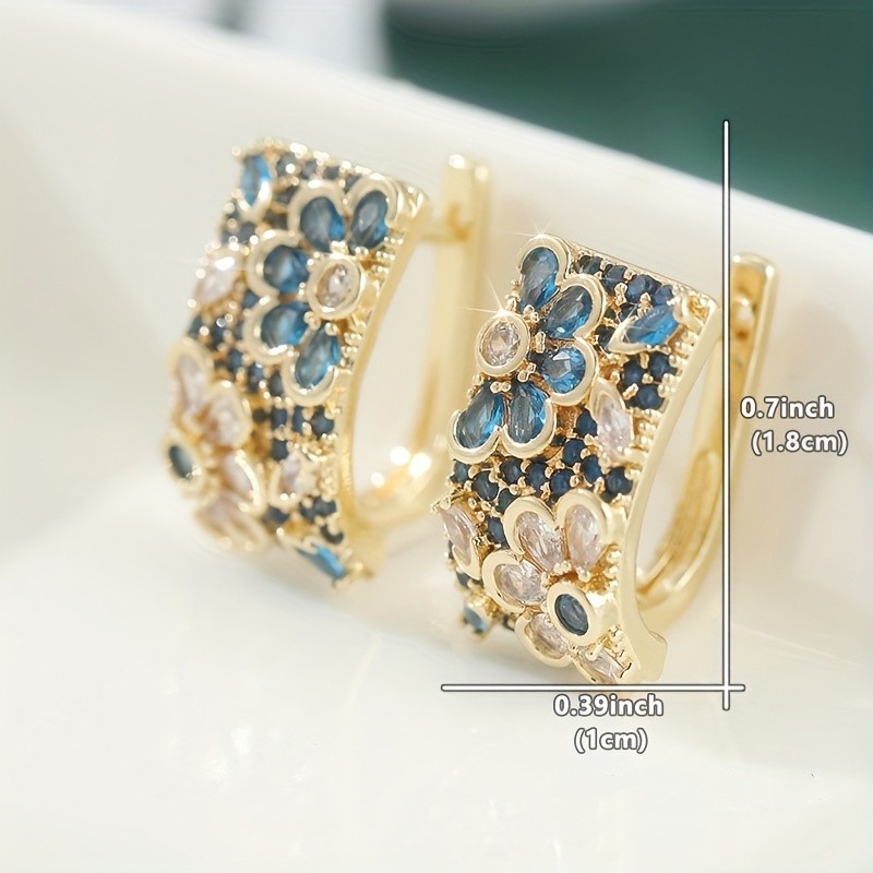 1Pairs Gold Curved Hoop Flower Earrings Multicolor Earrings Jewelry for Women