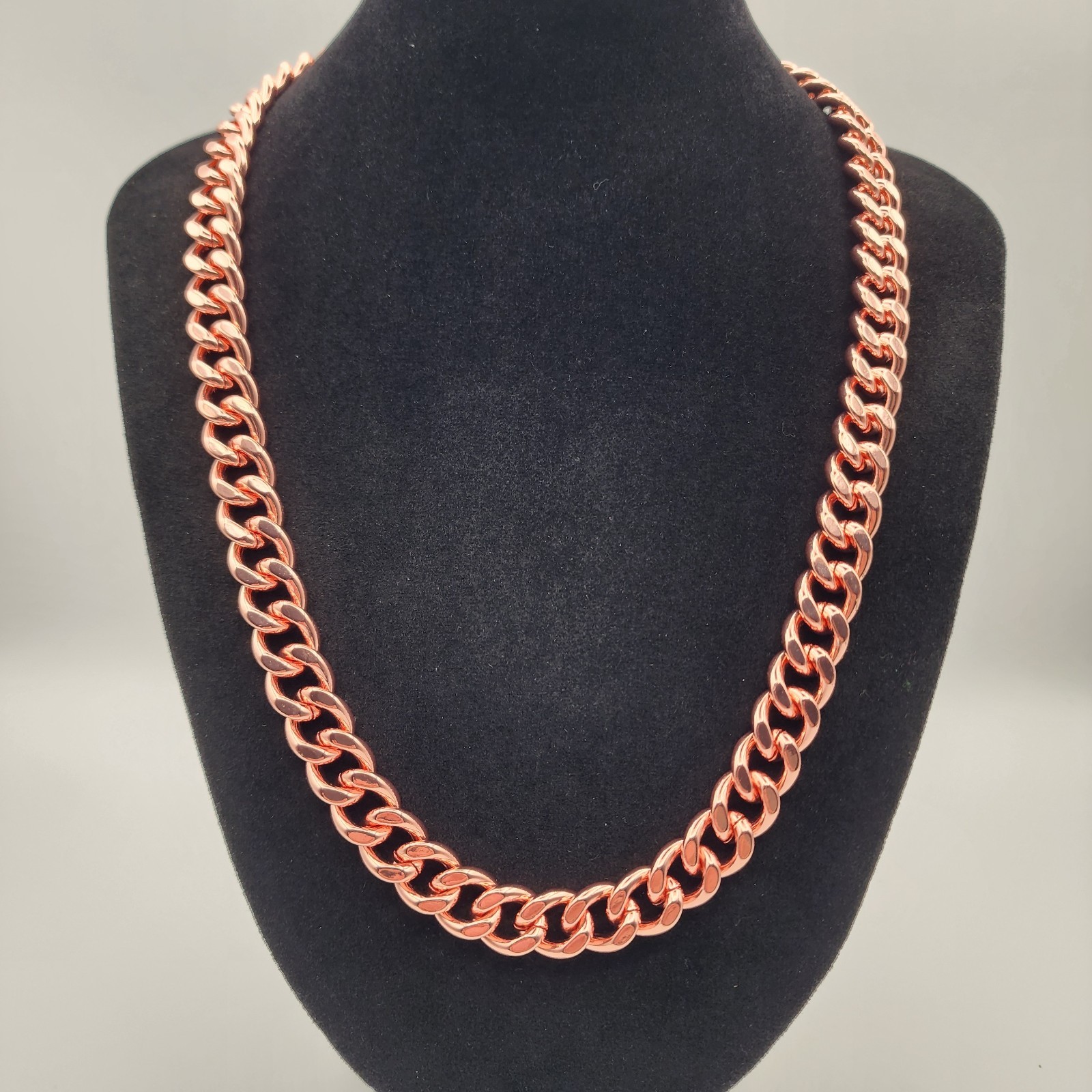 Pure Copper Cuban Chain Necklace – 12 mm Heavy Cuban Link Chain 22″-24″