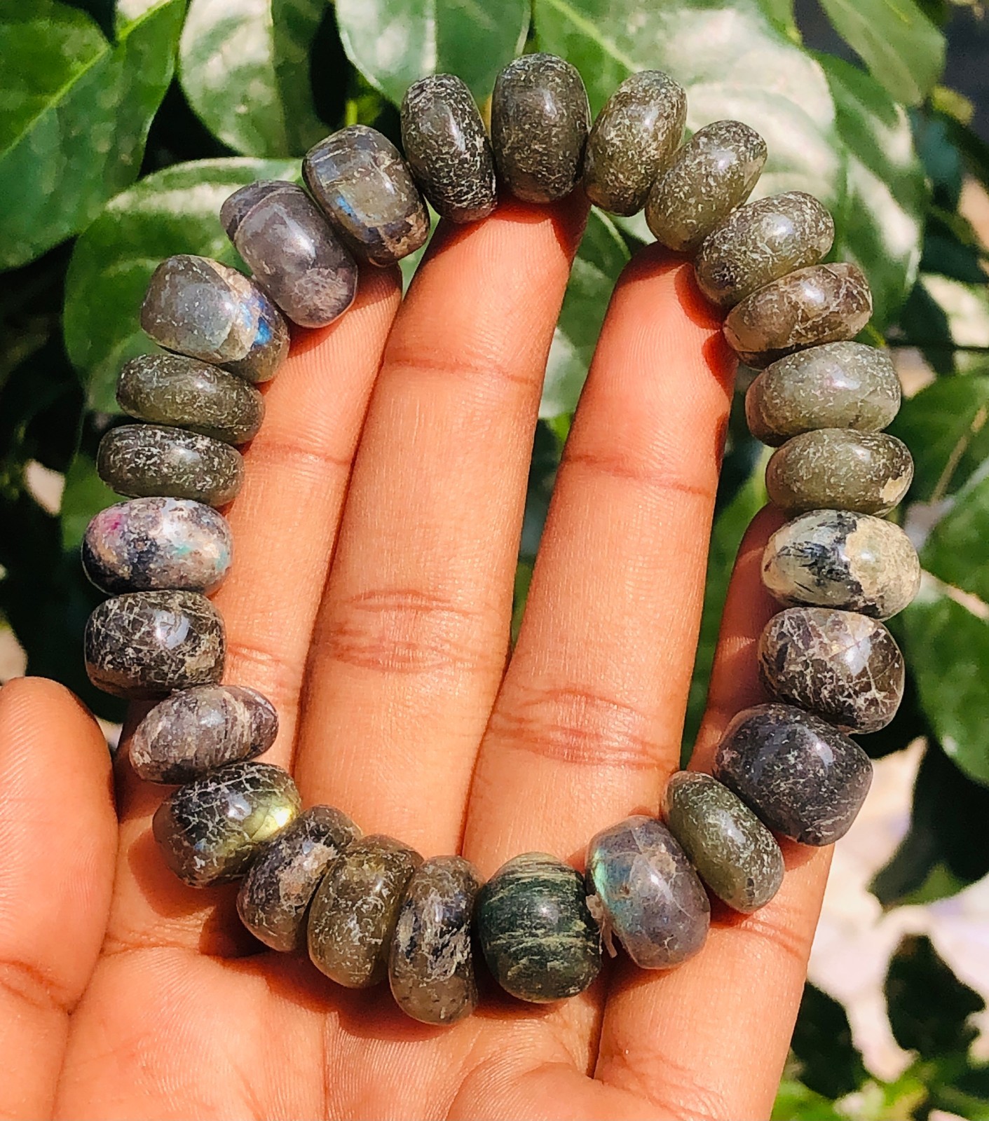 Finest Quality Labradorite & Jade 308.Cts Beaded Stretchable Bracelet SK 24 AZ30