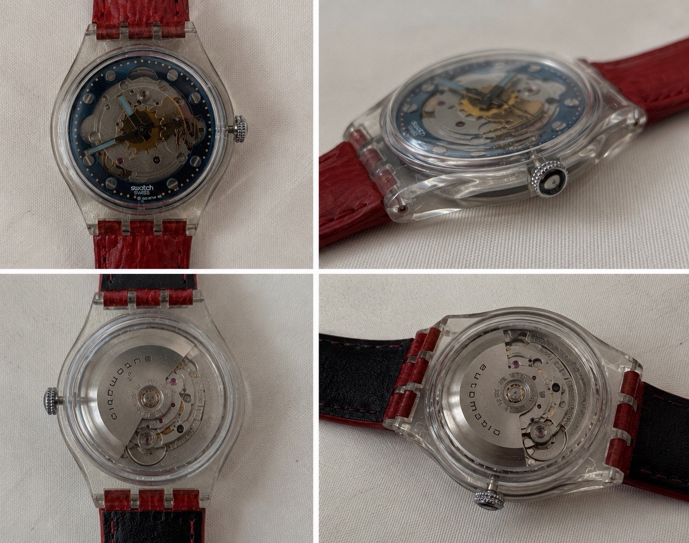 Swatch Automatic SAK101 Red Ahead Vintage 1991 Skeleton 23 Jewels Swiss Made
