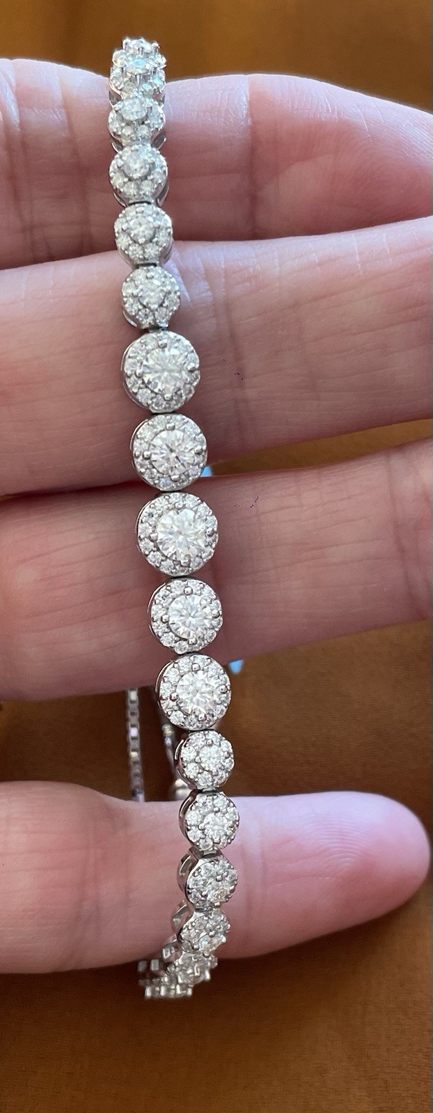 Sterling Silver And Moissanite Adjustable Bracelet To 9.5 Inches 2.40CTW￼