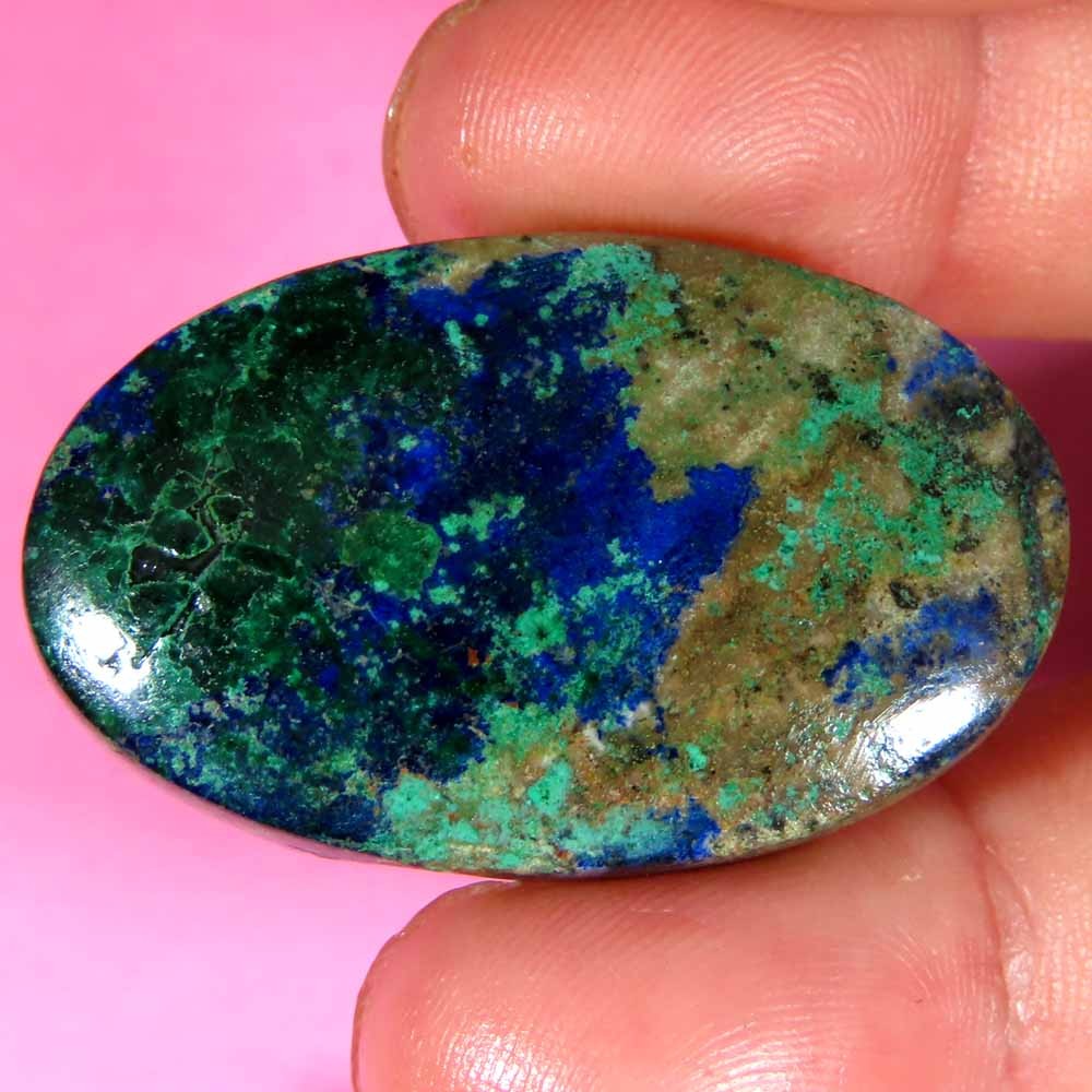 57.55Cts 100%Natural ammazing Azurite Malachite Oval Cab 23x37x6mm Top Gemstone