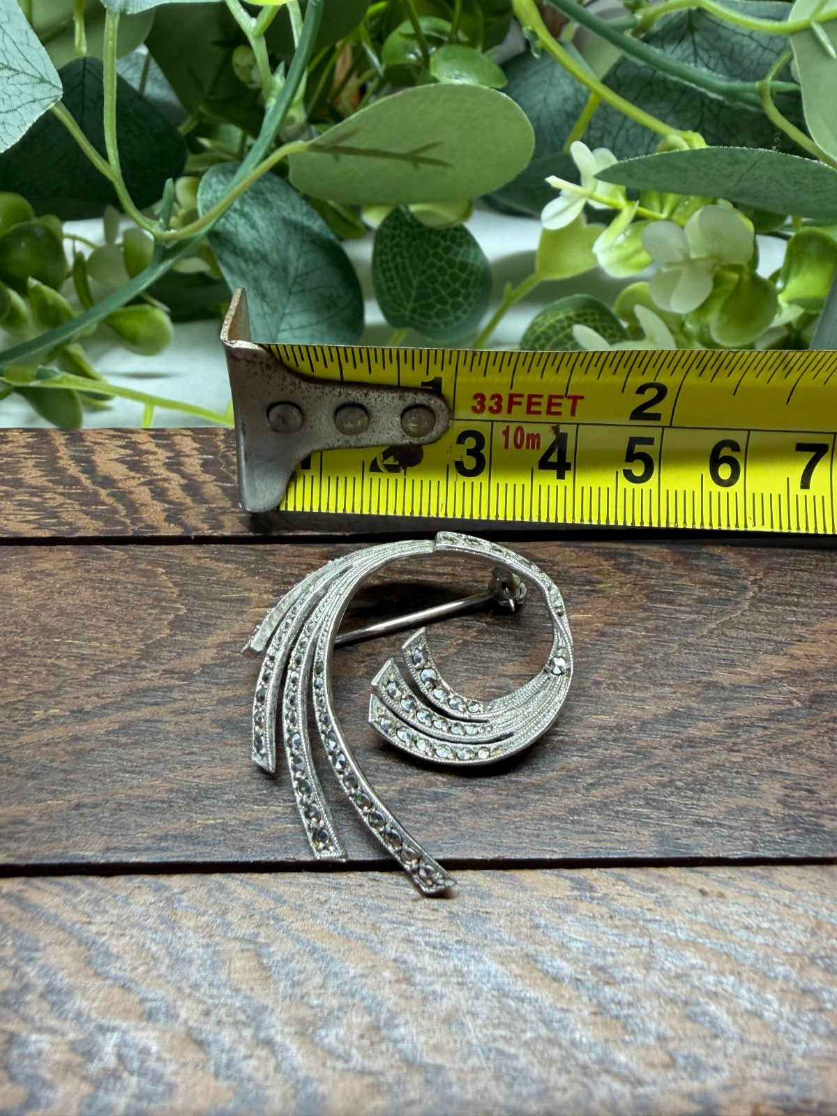 Classic Vintage 835 Silver Art Deco Style Brooch – Elegant Retro Design 7g
