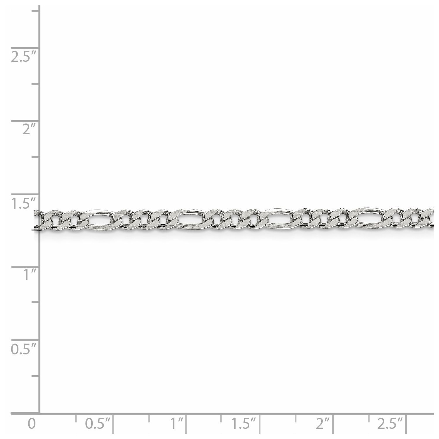 Sterling Silver 4mm Pave Flat Figaro Link Chain w/ Lobster Clasp 16″ – 26″
