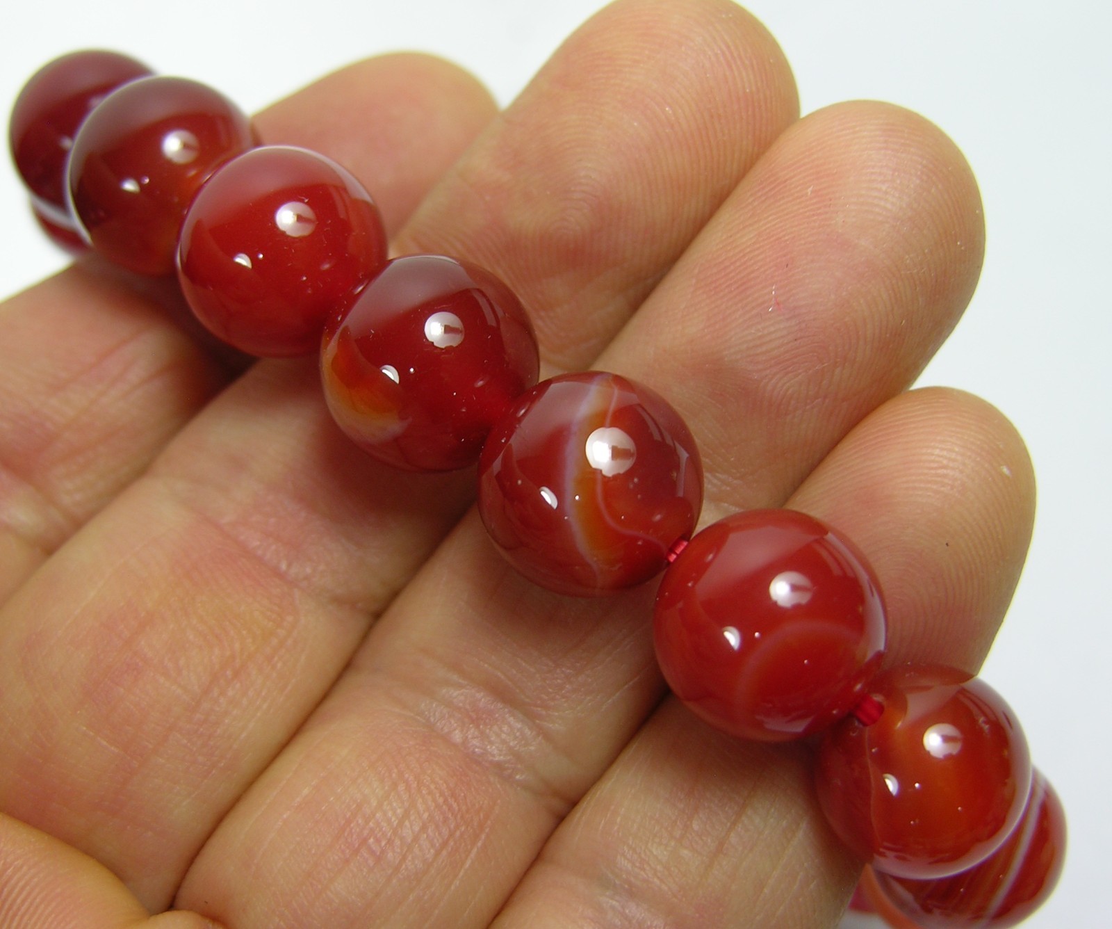 #6 Brazil Natural 12mm bead Carnelian stretch Bracelet 7.5 inches