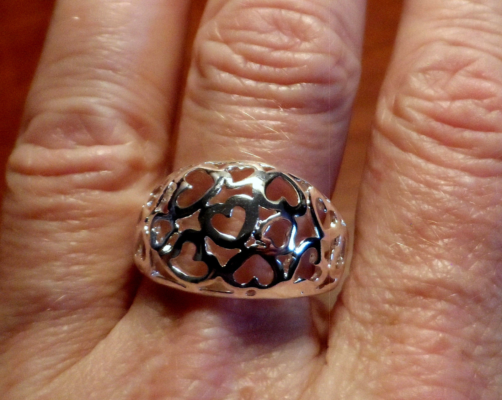 New FILIGREE HEART Ring 925 Silver sizes 7 7.5 8 8.5 bubble face Valentine Gift