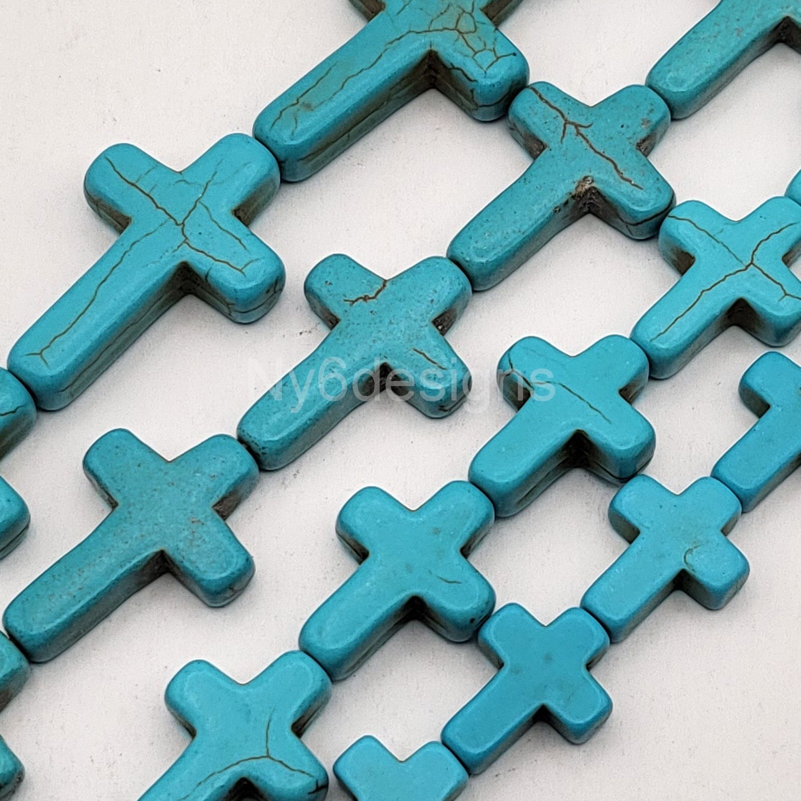 Wholesale Turquoise Howlite Magnesite Cross Loose Beads 15″ strand Free Shipping