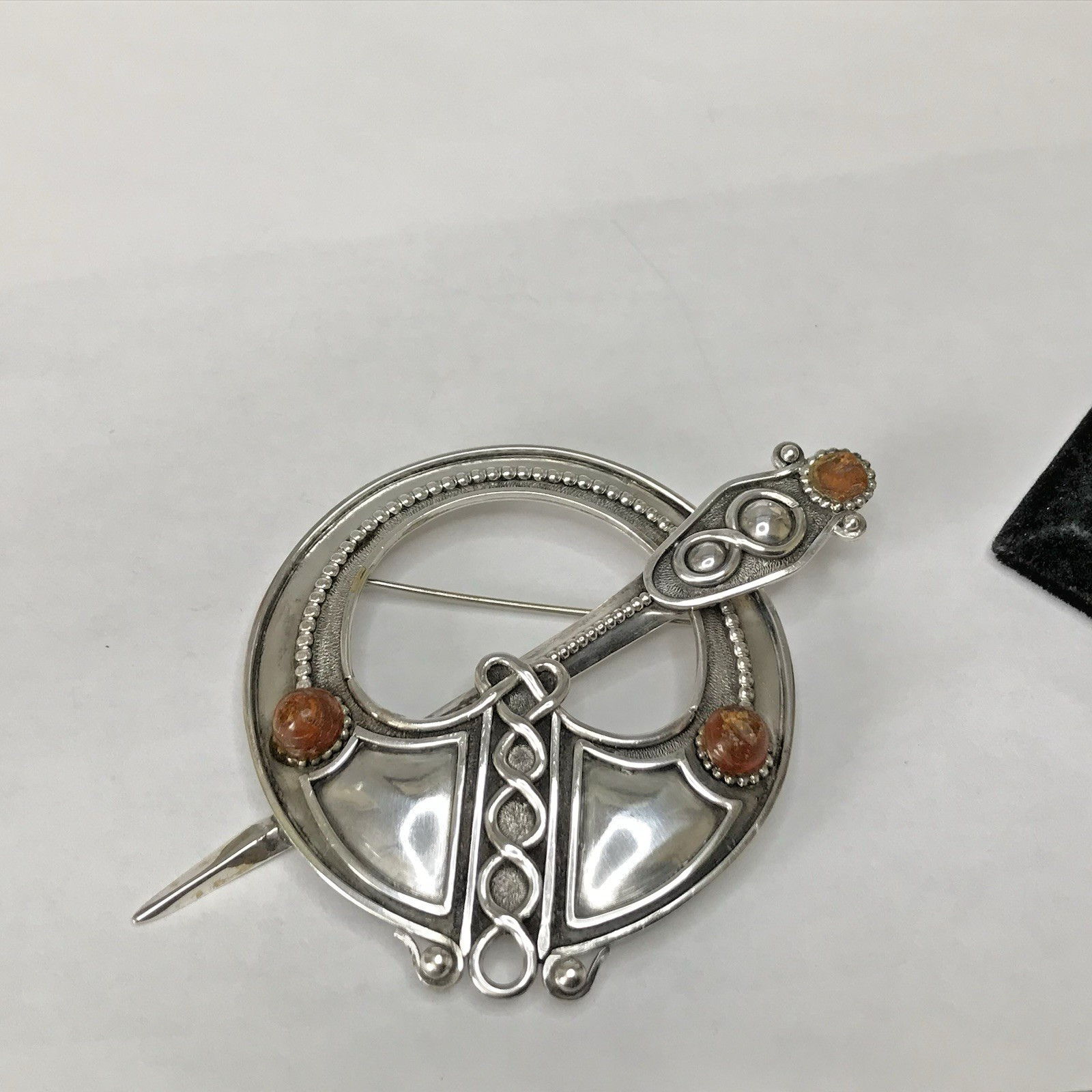Sterling Silver Irish Celtic Penannular Kilt Cloak Clasp Pin Brooch 22.4g