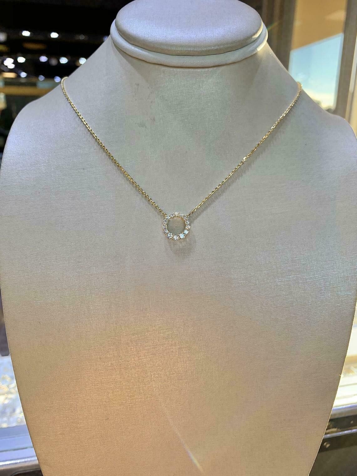 1.10Ct Round Cut Diamond Circle Pendant Necklace Free Chain 14K Yellow Gold Over