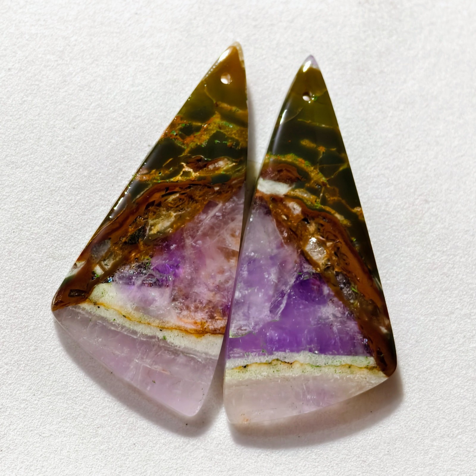 53 Cts Natural Amethyst Drilled Pair Cabochon Gemstone For Earrings 44 X 20 MM