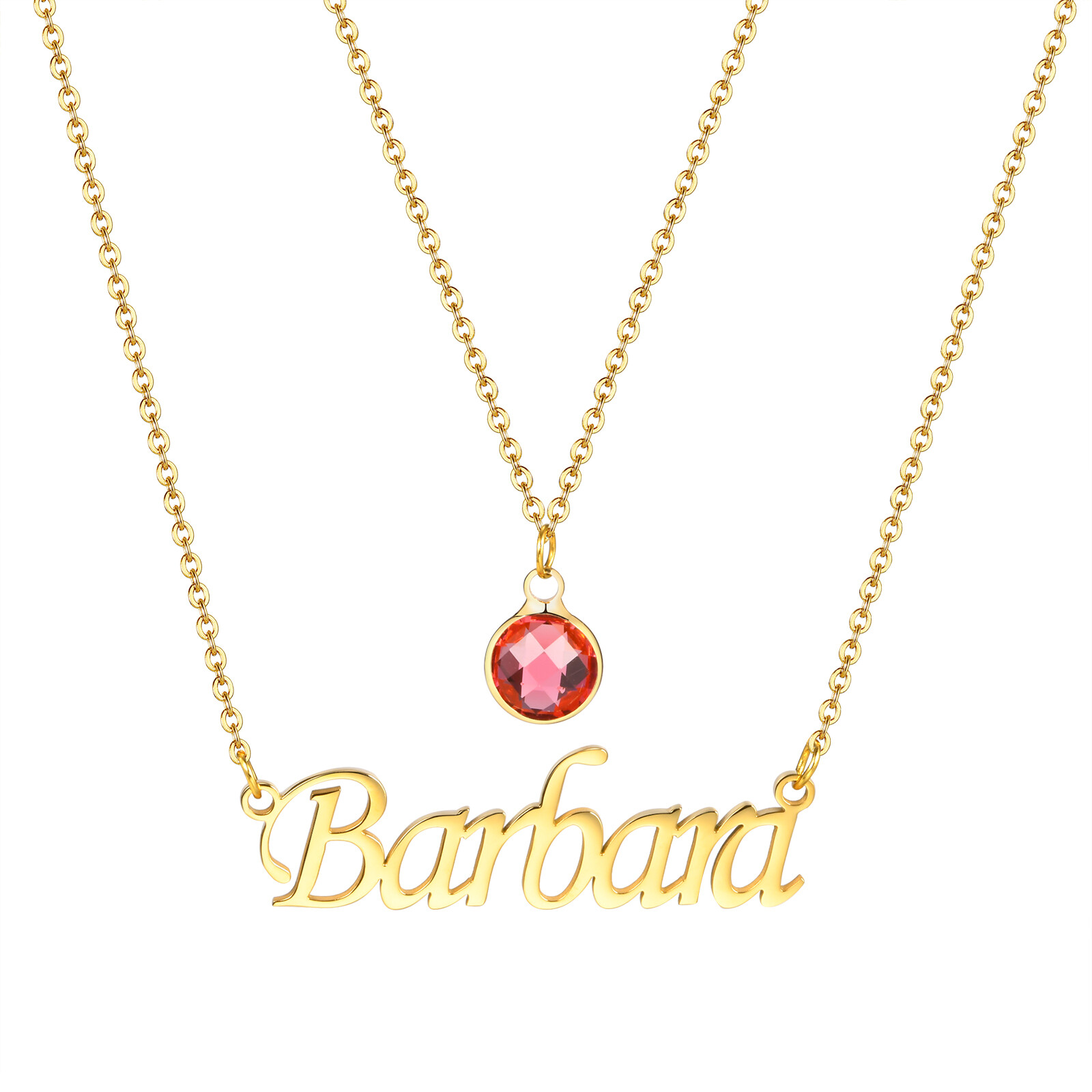 Vnox Personalized Name Necklace Custom Birthstone Pendant Stainless Steel Chain