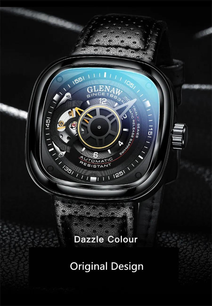 2025 New Mechanical Watch for Men Breathable Leather stainless Steel Automatic