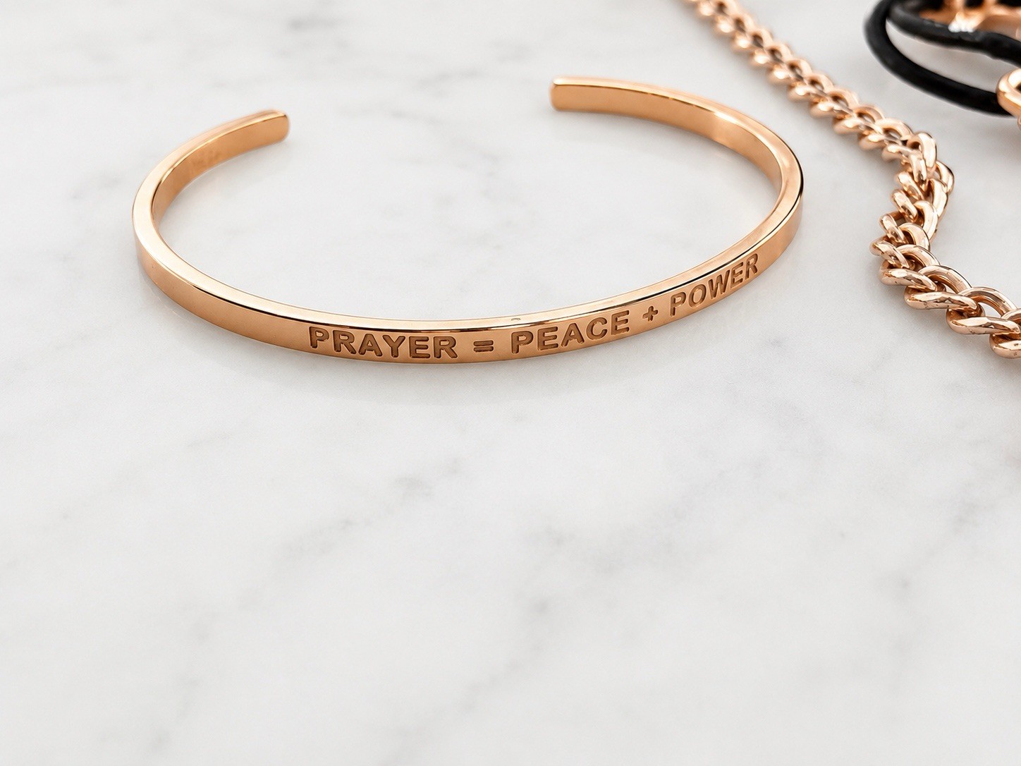 Rose Gold Plated Crystal Necklace & Bracelet Set, Engraved Adjustable, Black