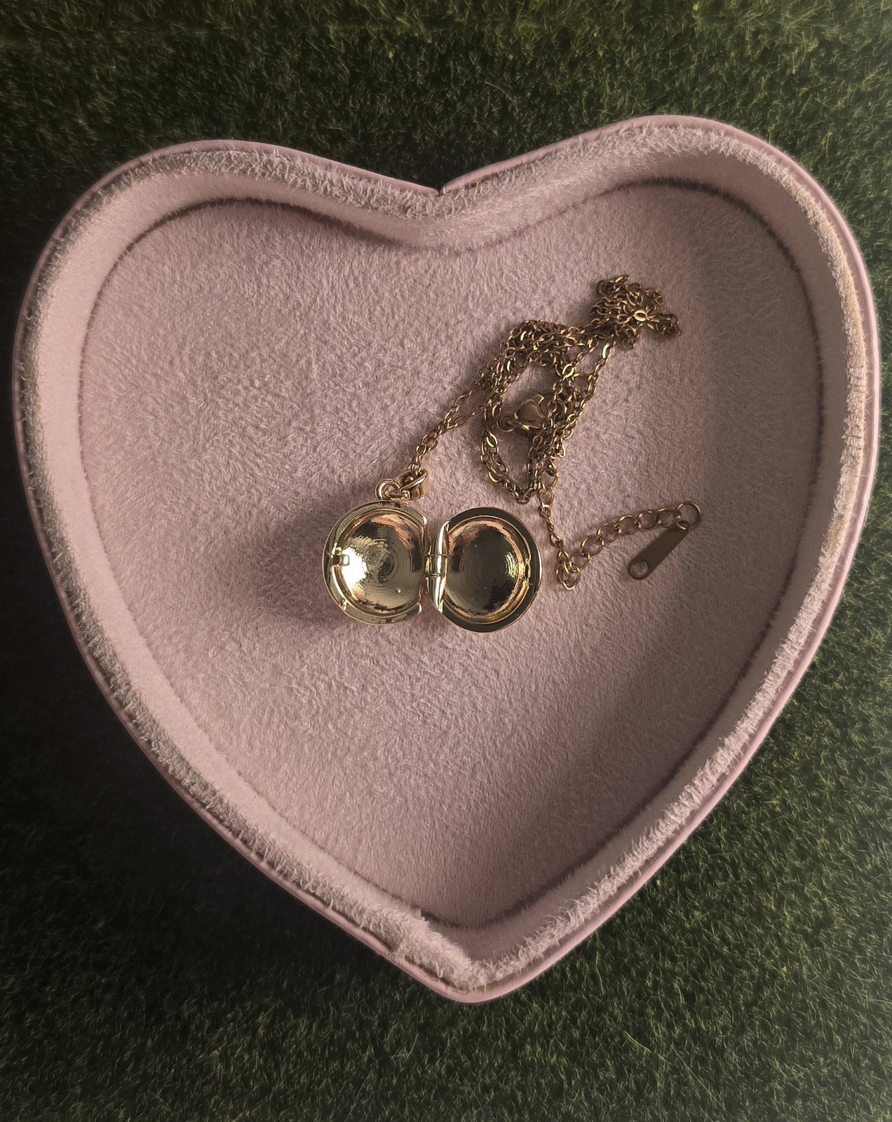 Pink Enamel Picture Locket Pendant Necklace