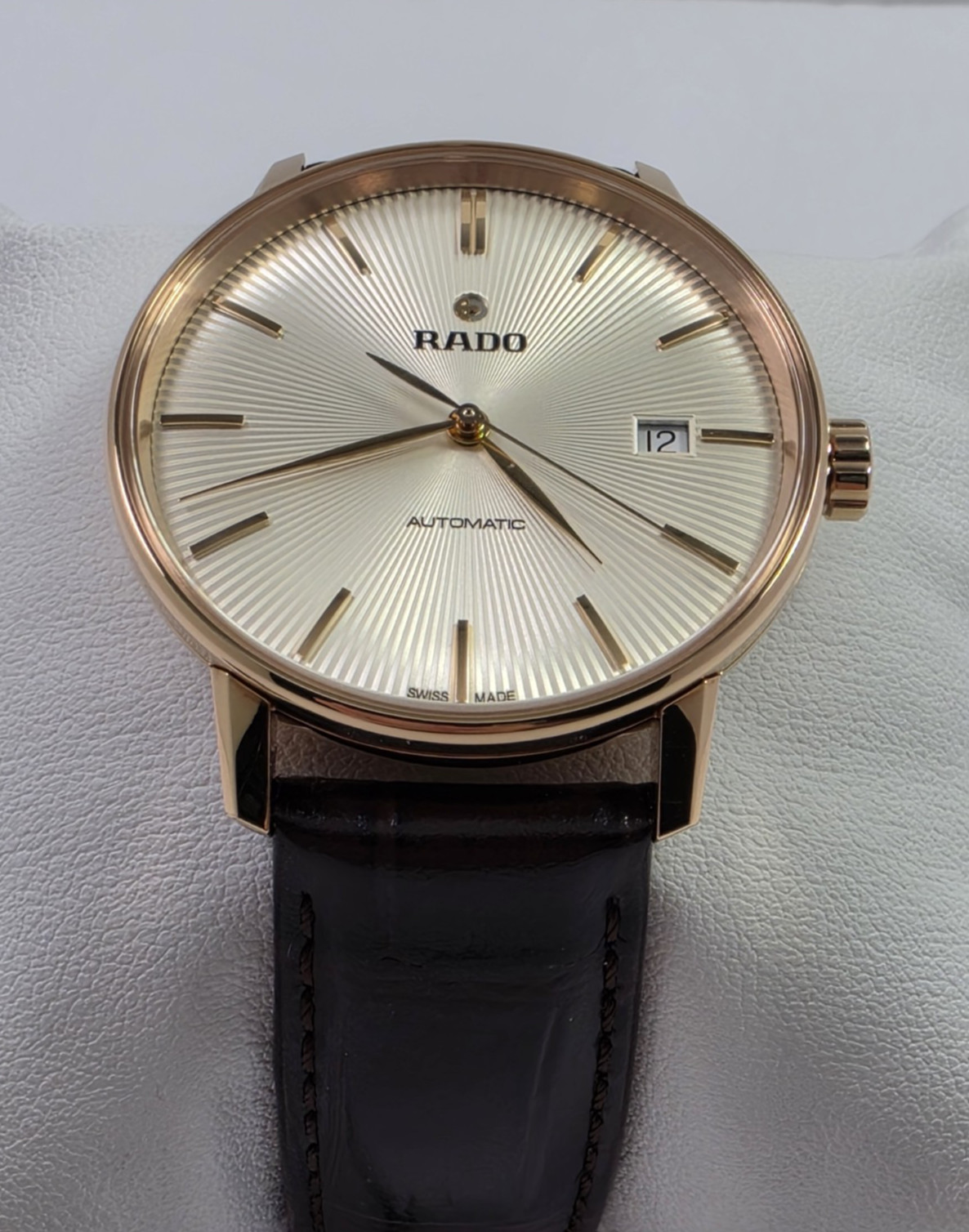 Rado Coupole SWISS Automatic Rose Gold Brown Leather Strap Men’s Watch R22861115