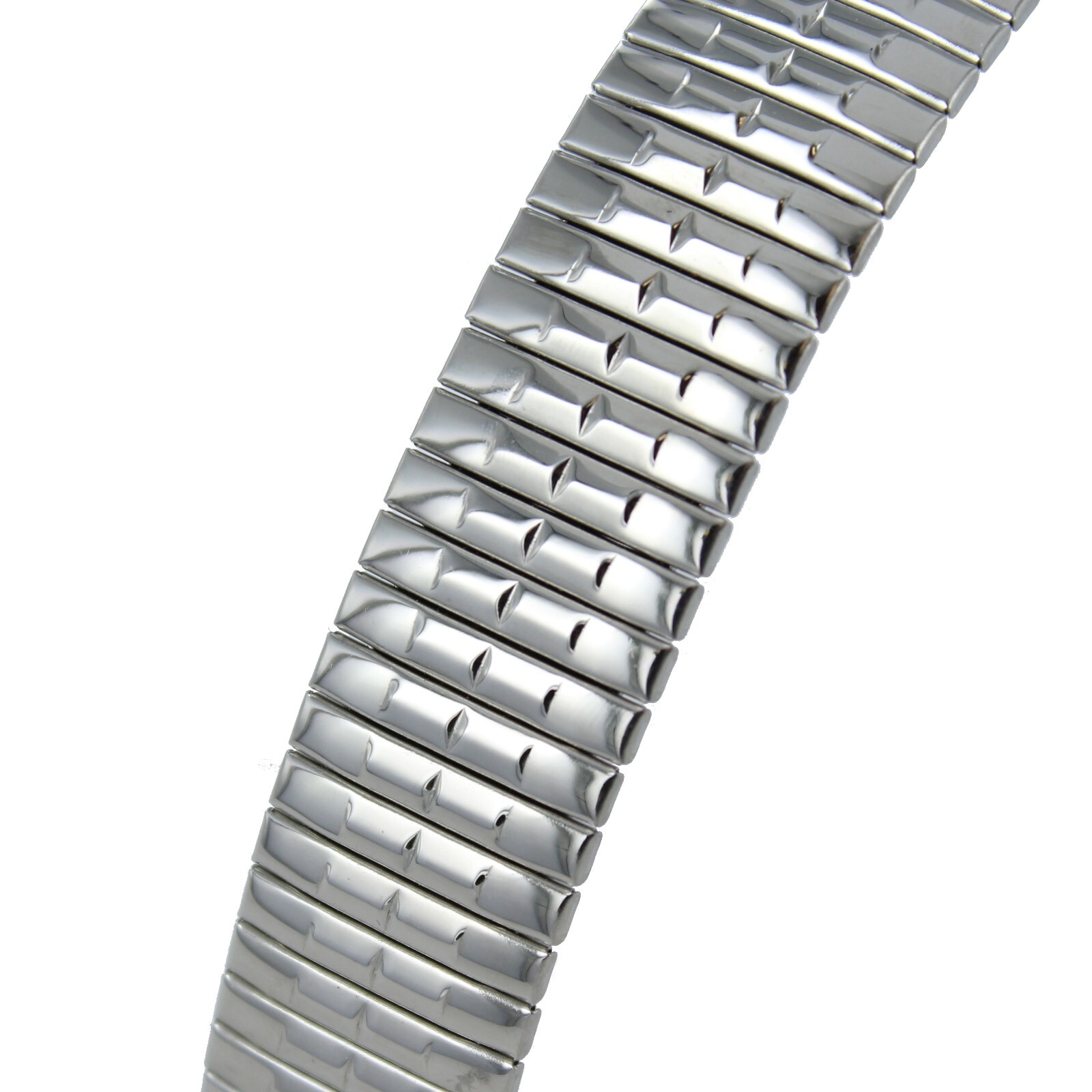18mm Hirsch Twist-O-Flex Silver Tone Stainless Steel Mens Watch Band 885