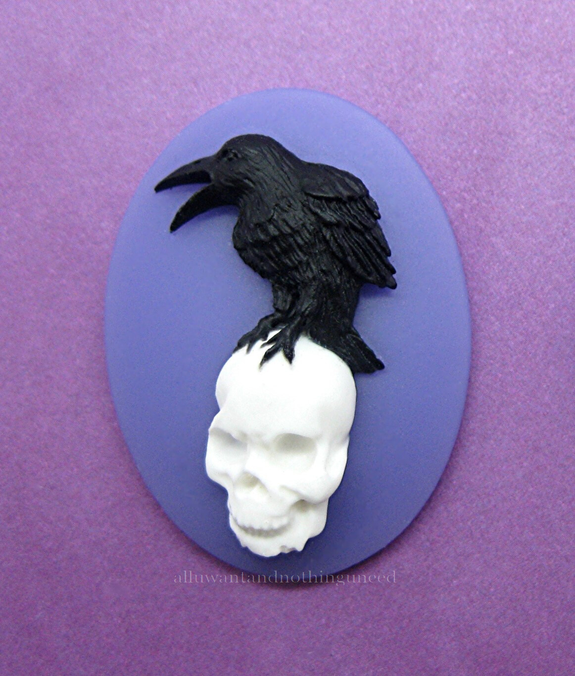 12 Multi Color BLACK BIRD CROW and RAVEN & SKULL 30mm x 20mm GOTH EMO CAMEOS Lot