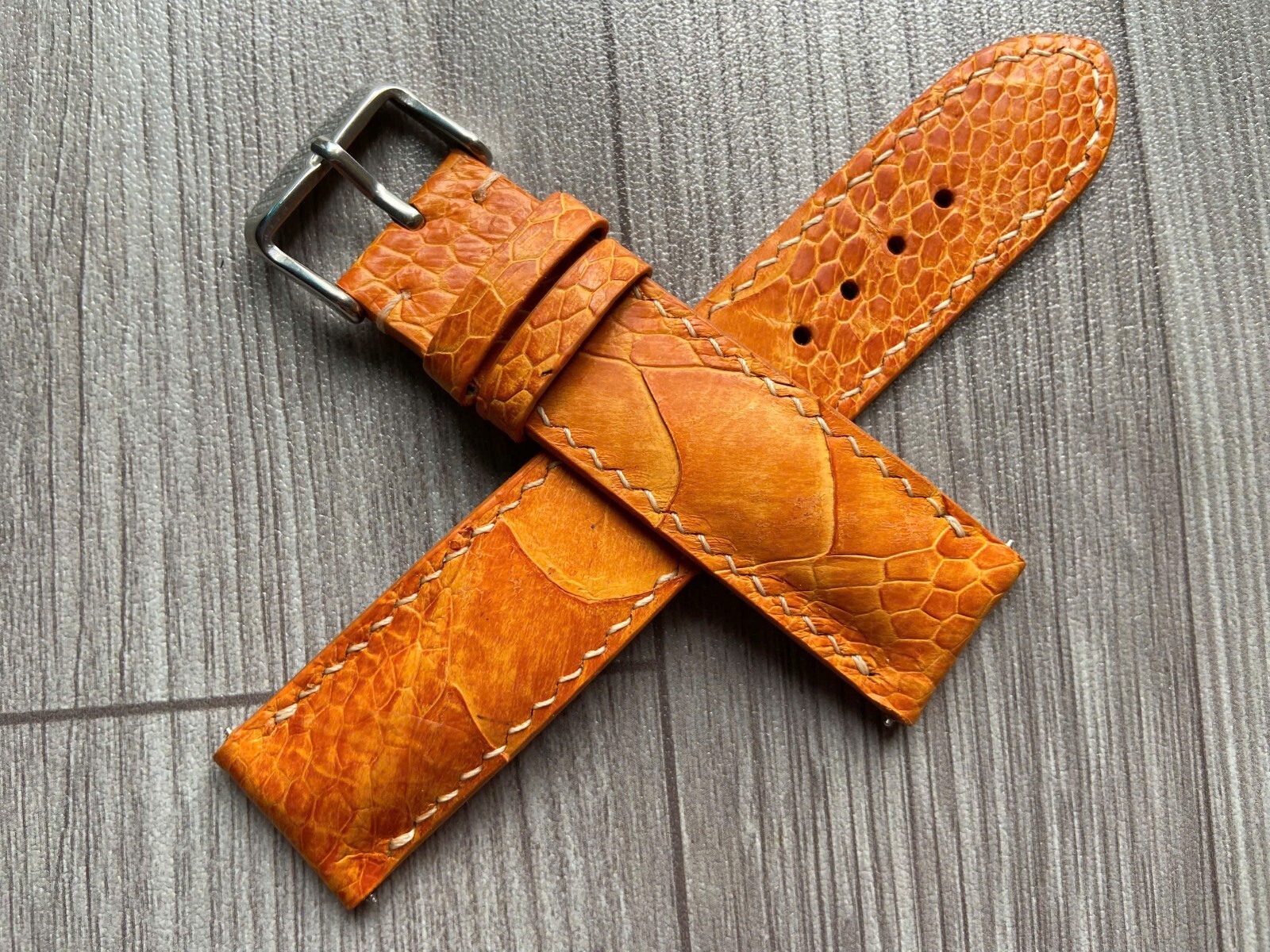 Orange Leg Ostrich Leather Watch Strap Band, Size 18mm 20mm 21mm 22mm 24mm 26mm