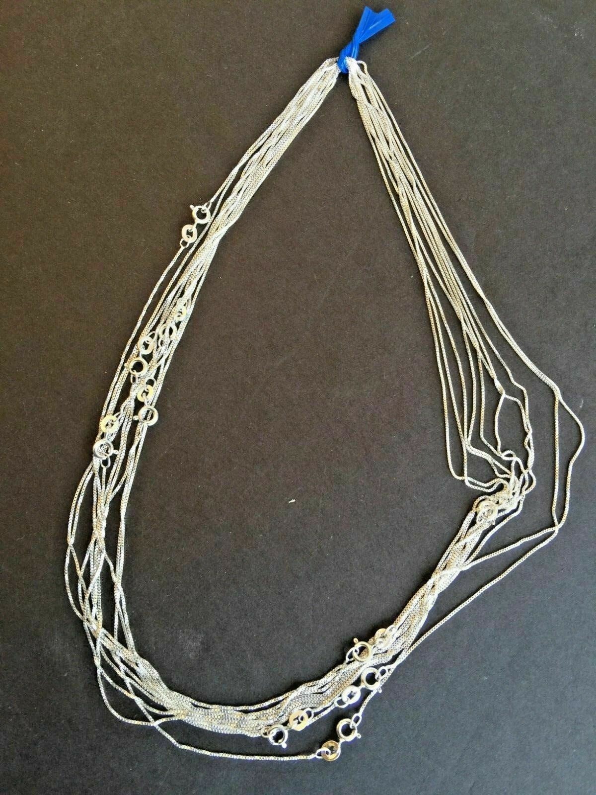 .925 STERLING SILVER CHAIN BOX 12/18″ x 0.8MM WIDE LOT OF 10 PIECES J 297 ITALY