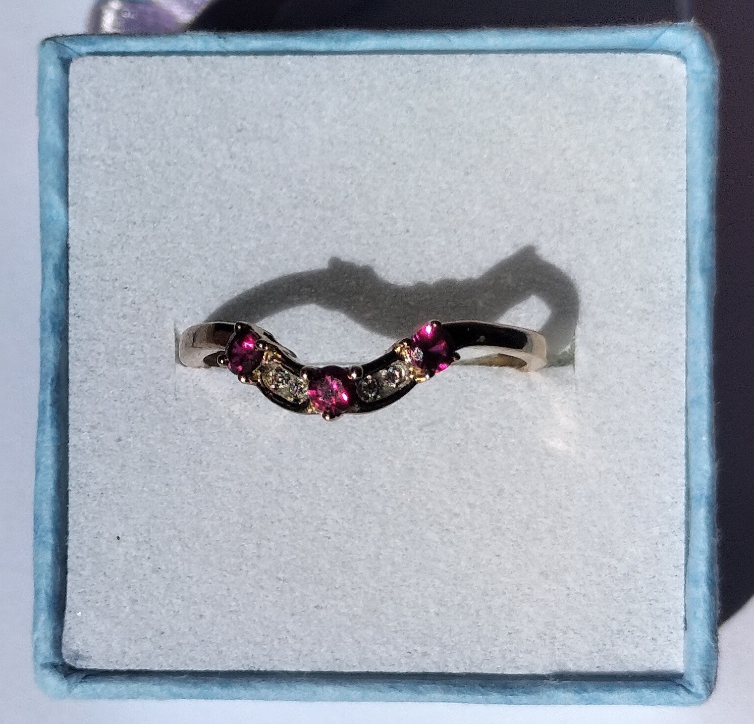 Vintage Handmade Italian Gold Ring by Padova 3x Ruby & 4x Diamond P1/2 (17.97mm)