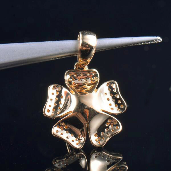 Oval Cut 7×5MM 14K Yellow Gold Natural Diamond Semi Mount Flower Pendant Setting