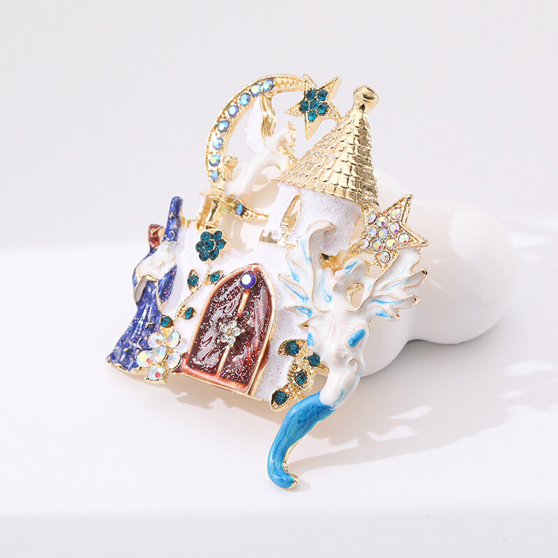 hot selling star moon castle brooch luxury clothing accessories