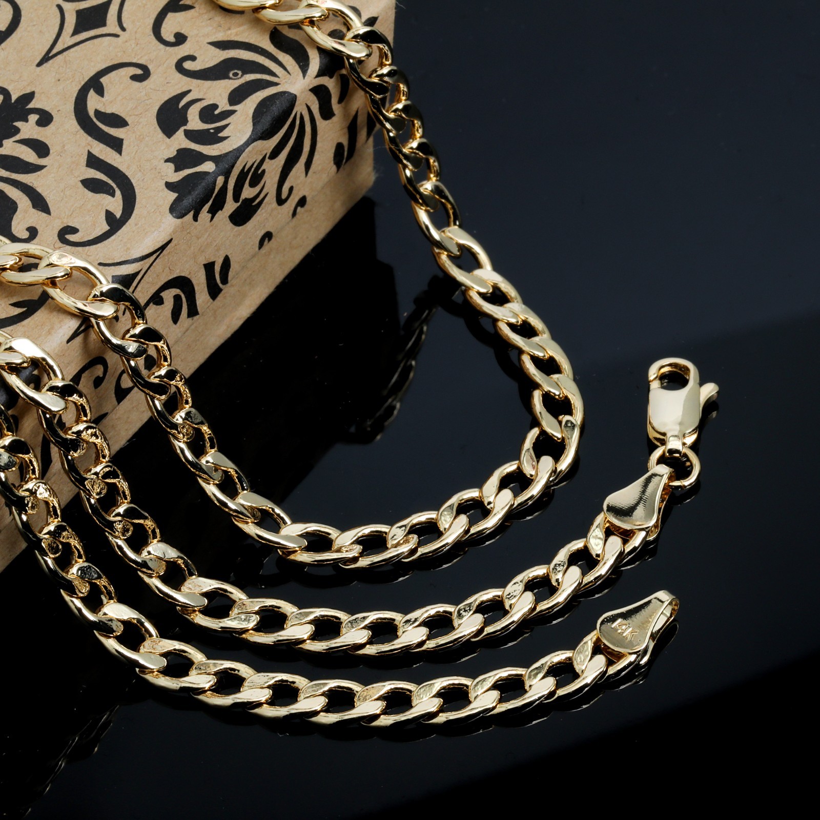 Flower Virgin Mary Charm Pendant 14k Gold Plated Brass 20″ Cuban Choker Chain