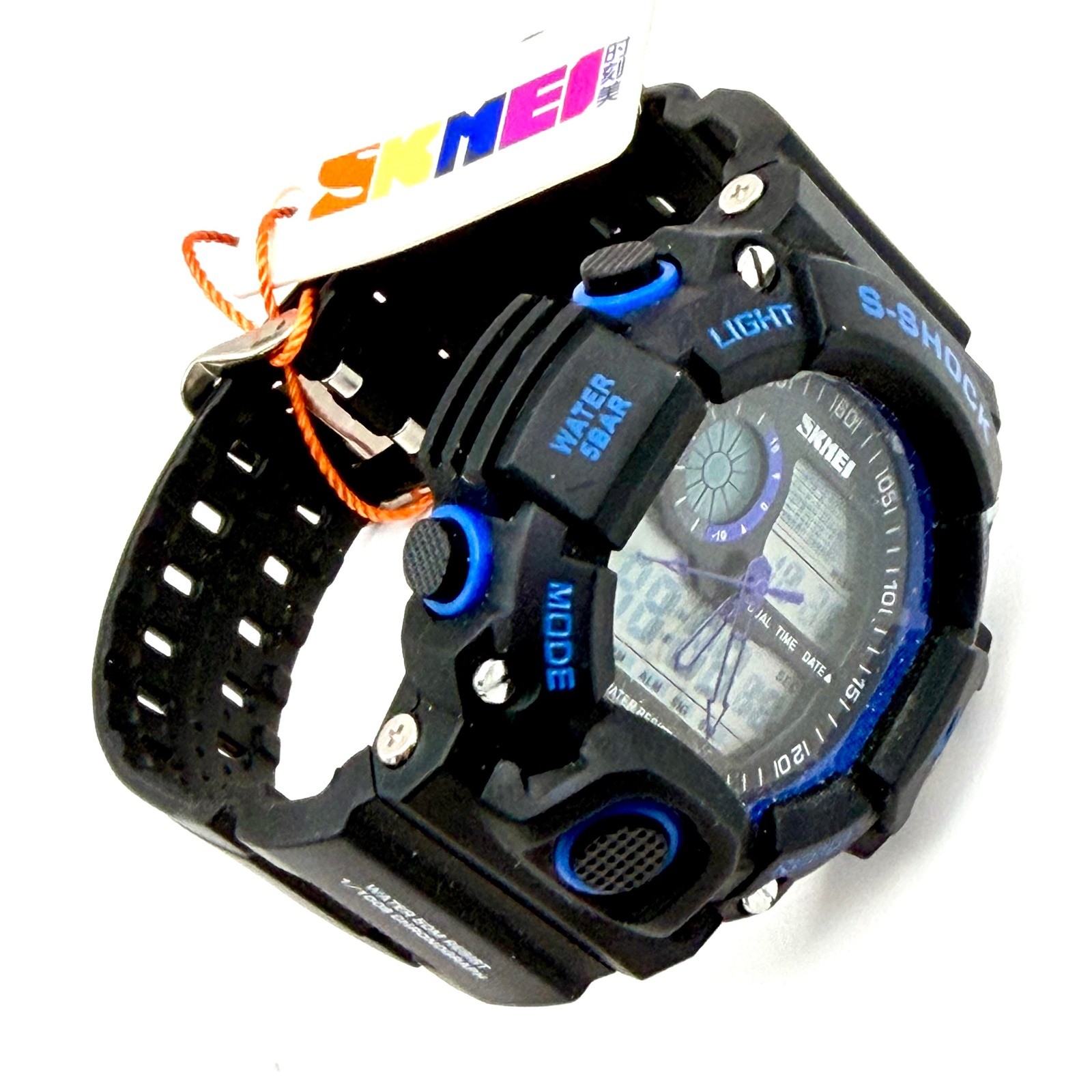 SKMEI 1029 Analog Digital Sport Watch Black Blue Dual Time Alarm NWT Battery