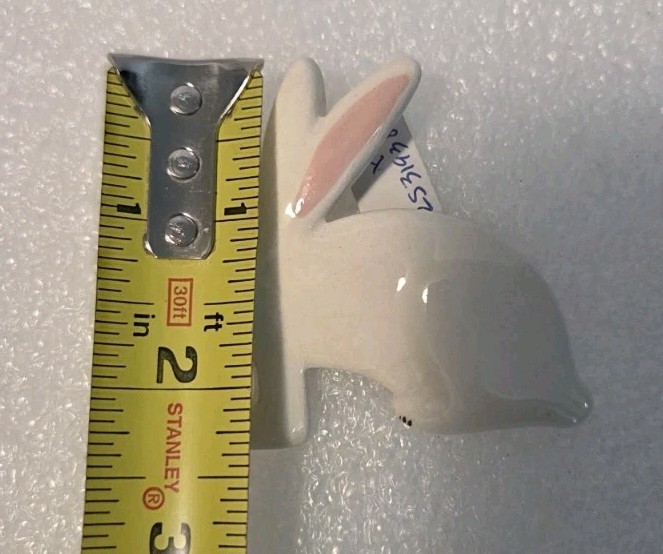 VTG BIG Brooch Pin Signed Ruby Z Bunny Rabbit Ceramic Enamel Jewelry White